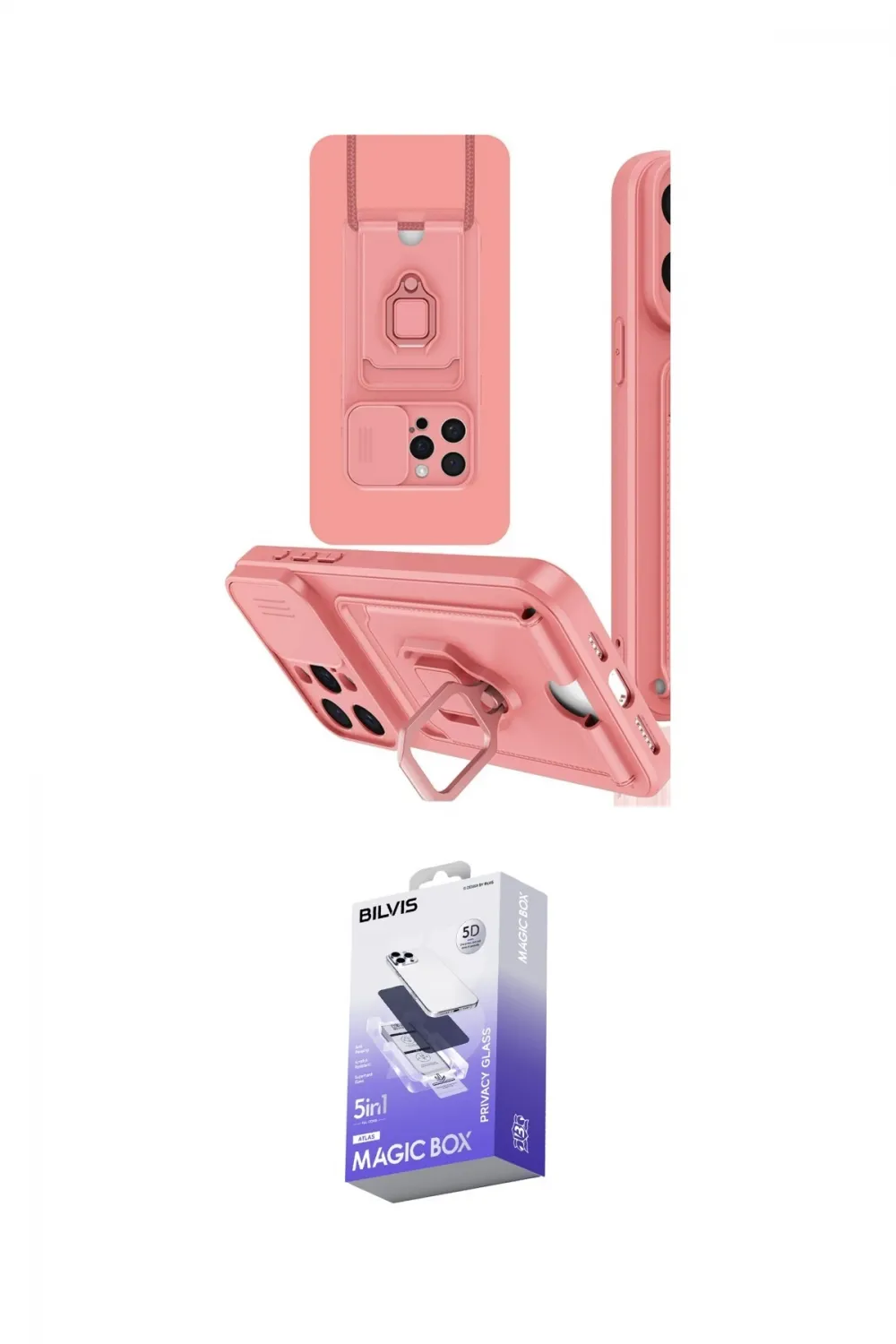 ieg™ iPhone 15 Pro Kılıf Vadi Form Prime - Siyah Bilvis 5in1 5D Magic Hayalet Cam Ekran Koruyucu