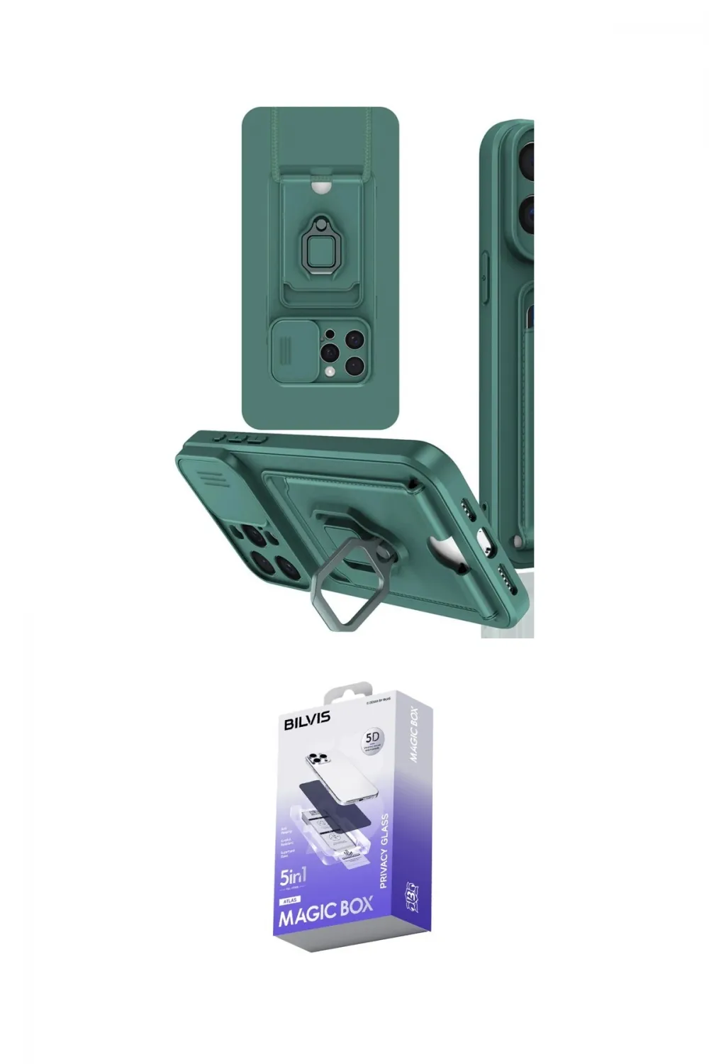 ieg™ iPhone 15 Pro Kılıf Vadi Form Prime - Siyah Bilvis 5in1 5D Magic Hayalet Cam Ekran Koruyucu