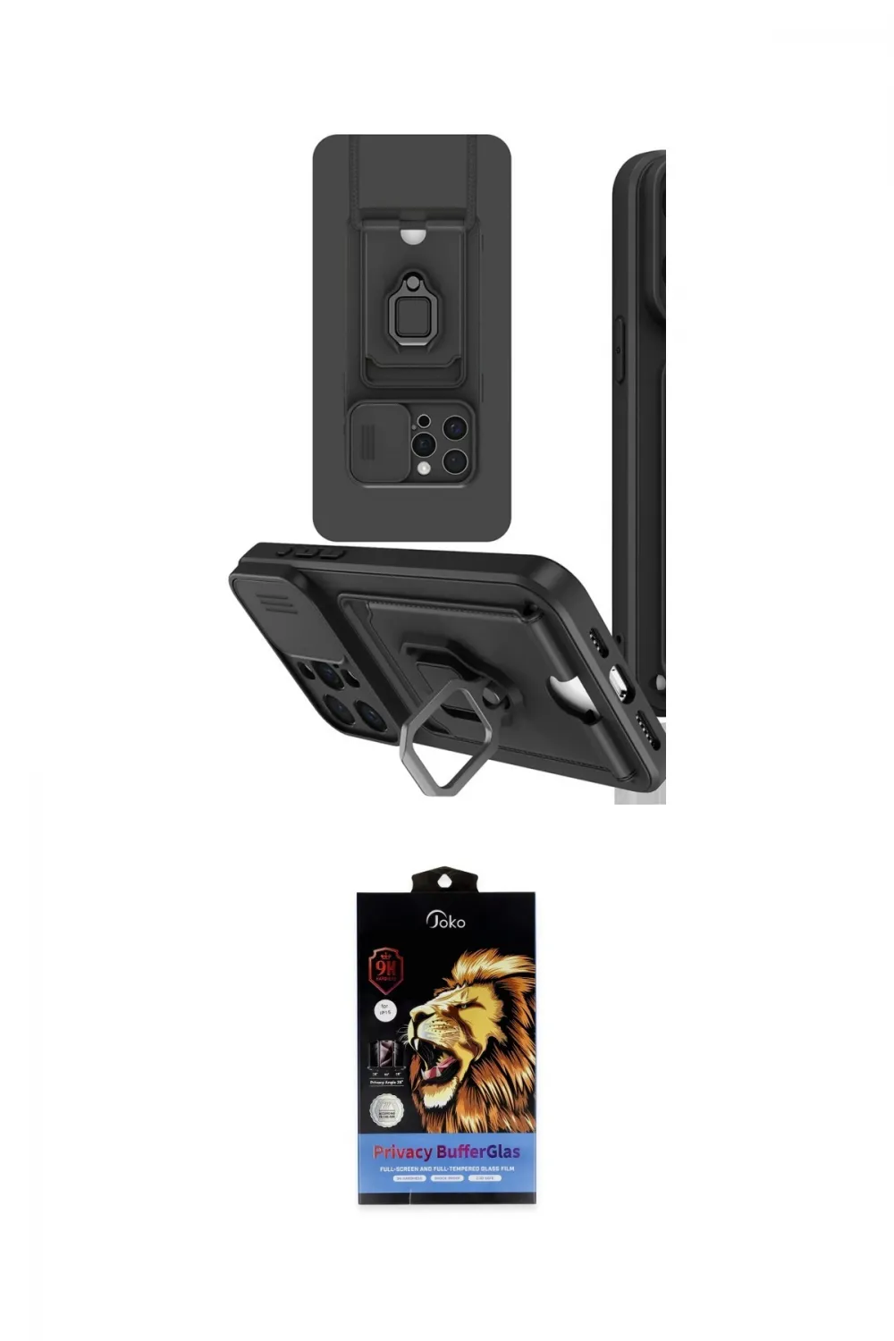 ieg™ iPhone 15 Pro Kılıf Vadi Form Prime - Siyah Buffer Hayalet Cam Ekran Koruyucu