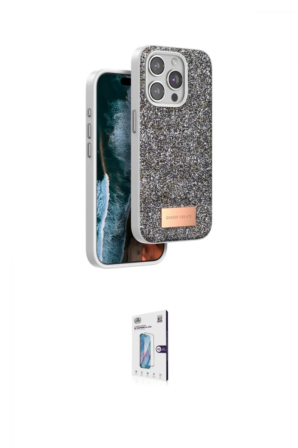ieg™ iPhone 15 Pro Kılıf Vadi Klasik Serisi - Siyah Bilvis 0.18mm Plus Cam Ekran Koruyucu