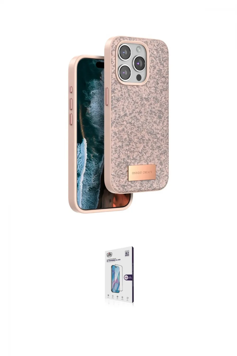 ieg™ iPhone 15 Pro Kılıf Vadi Klasik Serisi - Siyah Bilvis 0.18mm Plus Cam Ekran Koruyucu