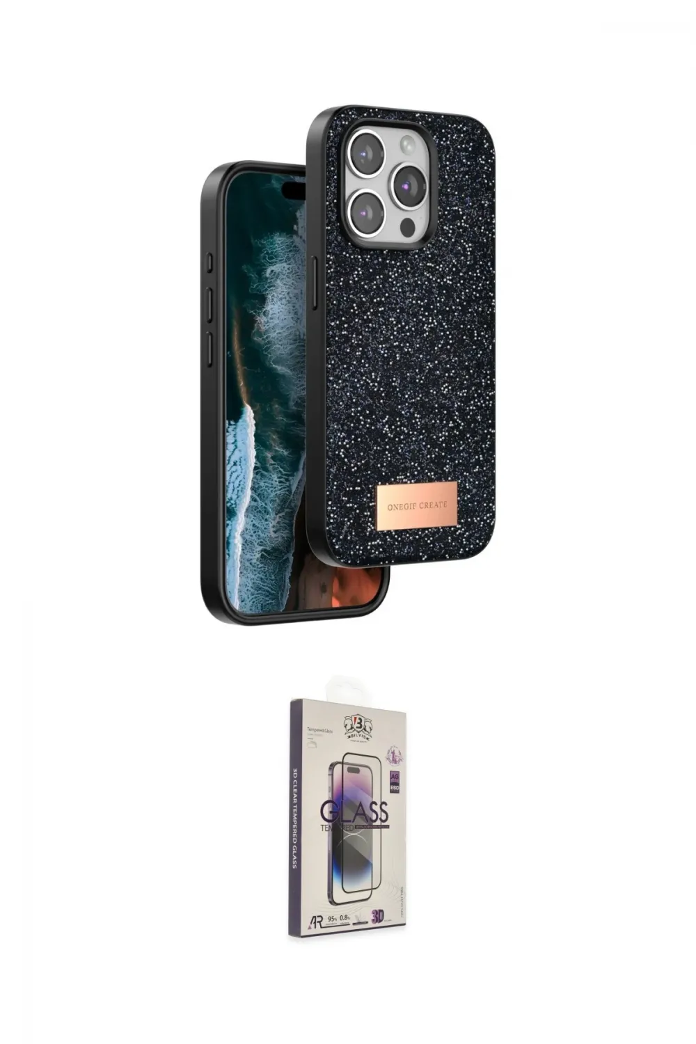 ieg™ iPhone 15 Pro Kılıf Vadi Klasik Serisi - Siyah Bilvis 3D Cam Ekran Koruyucu