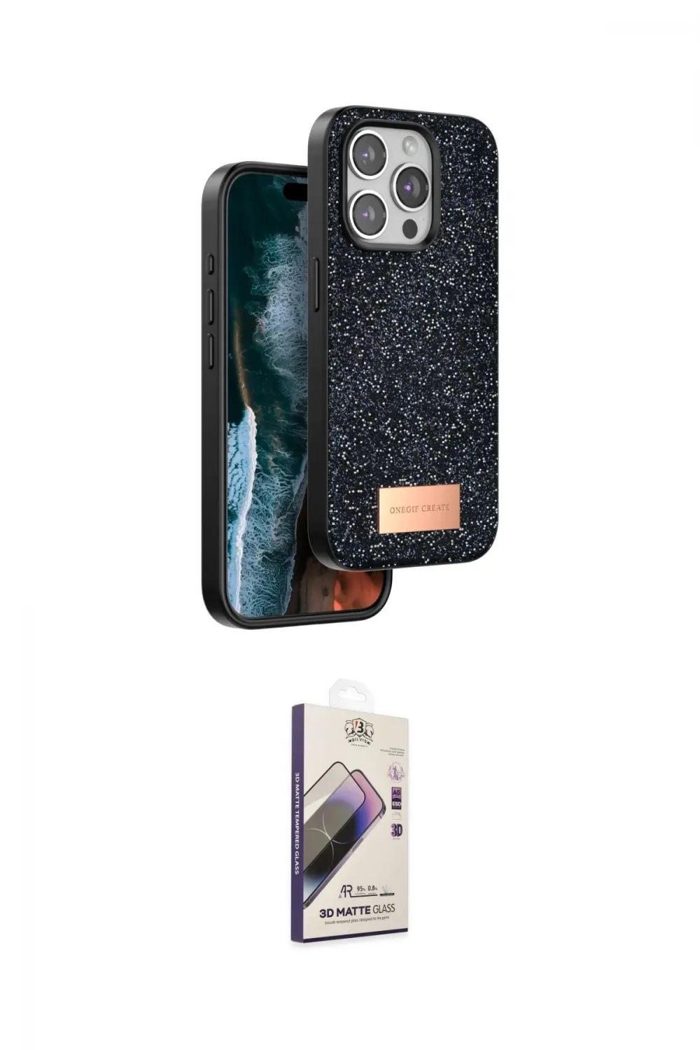 ieg™ iPhone 15 Pro Kılıf Vadi Klasik Serisi - Siyah Bilvis 3D Mat Cam Ekran Koruyucu