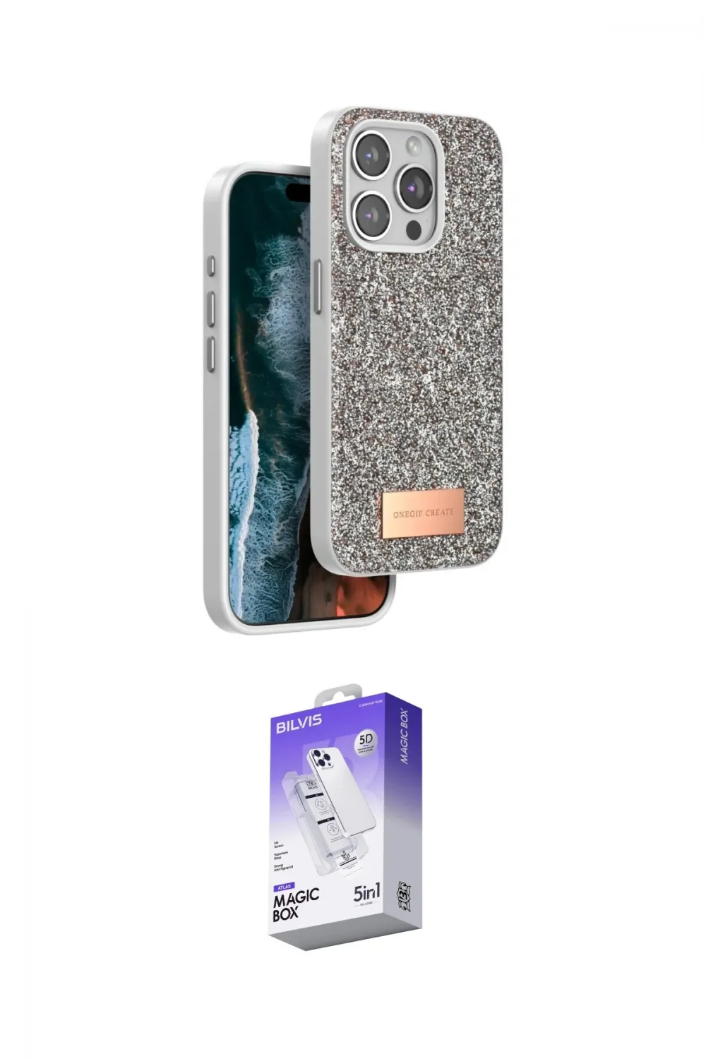 ieg™ iPhone 15 Pro Kılıf Vadi Klasik Serisi - Siyah Bilvis 5in1 3D Magic Cam Ekran Koruyucu