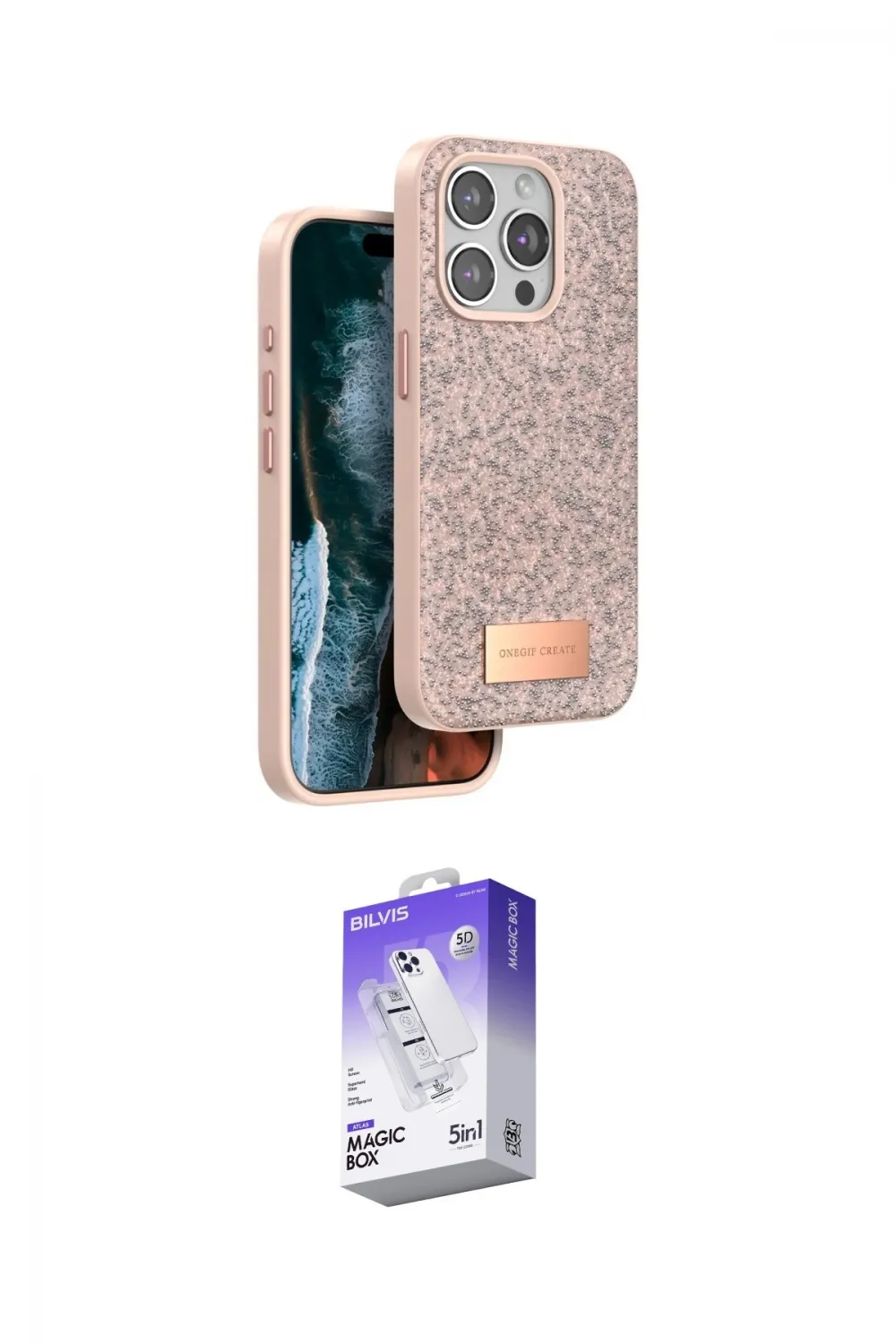 ieg™ iPhone 15 Pro Kılıf Vadi Klasik Serisi - Siyah Bilvis 5in1 3D Magic Cam Ekran Koruyucu