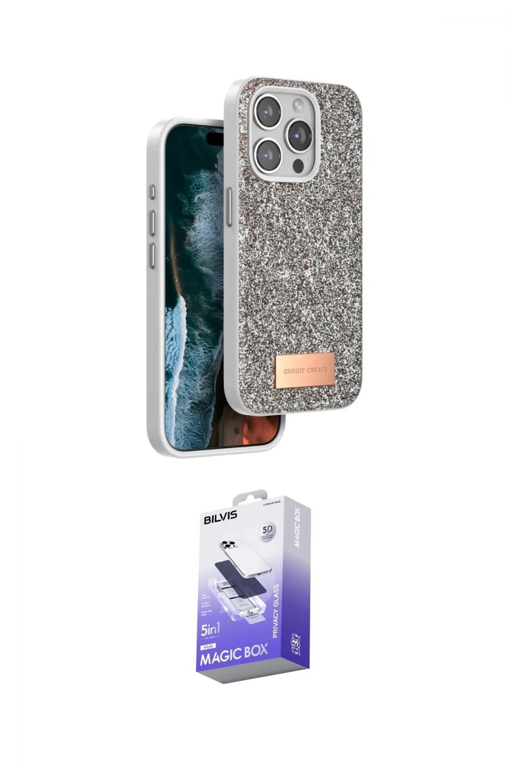 ieg™ iPhone 15 Pro Kılıf Vadi Klasik Serisi - Siyah Bilvis 5in1 5D Magic Hayalet Cam Ekran Koruyucu