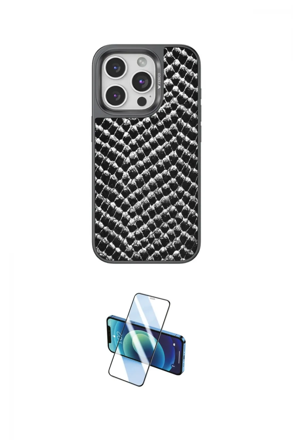 ieg™ iPhone 15 Pro Kılıf Vadi Özel Seri - Siyah 3D Antistatik Seramik Nano Ekran Koruyucu