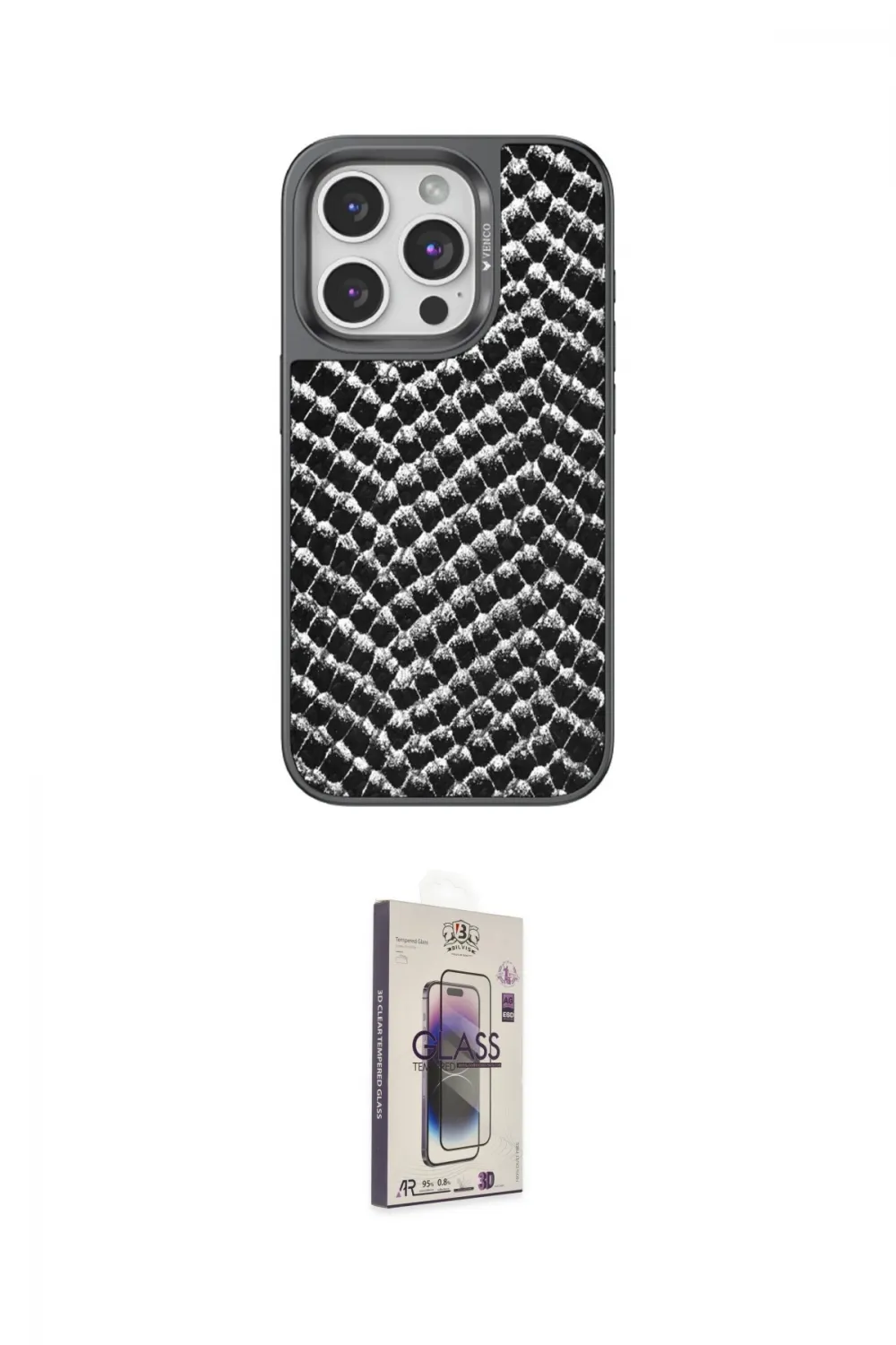 ieg™ iPhone 15 Pro Kılıf Vadi Özel Seri - Siyah Bilvis 3D Cam Ekran Koruyucu