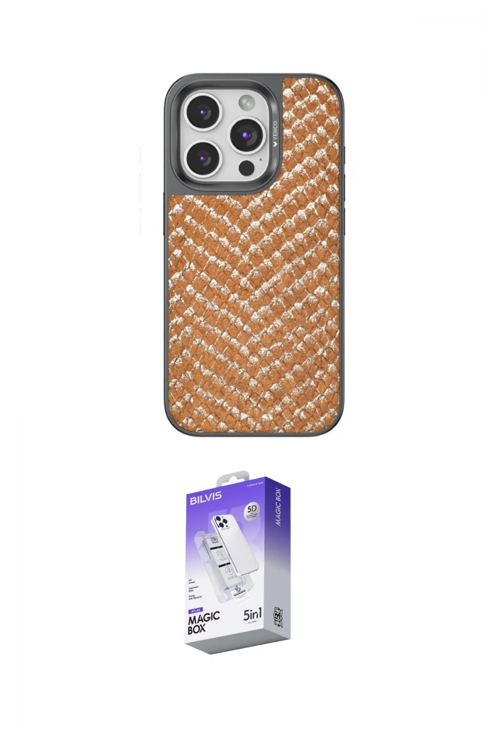 ieg™ iPhone 15 Pro Kılıf Vadi Özel Seri - Siyah Bilvis 5in1 3D Magic Cam Ekran Koruyucu