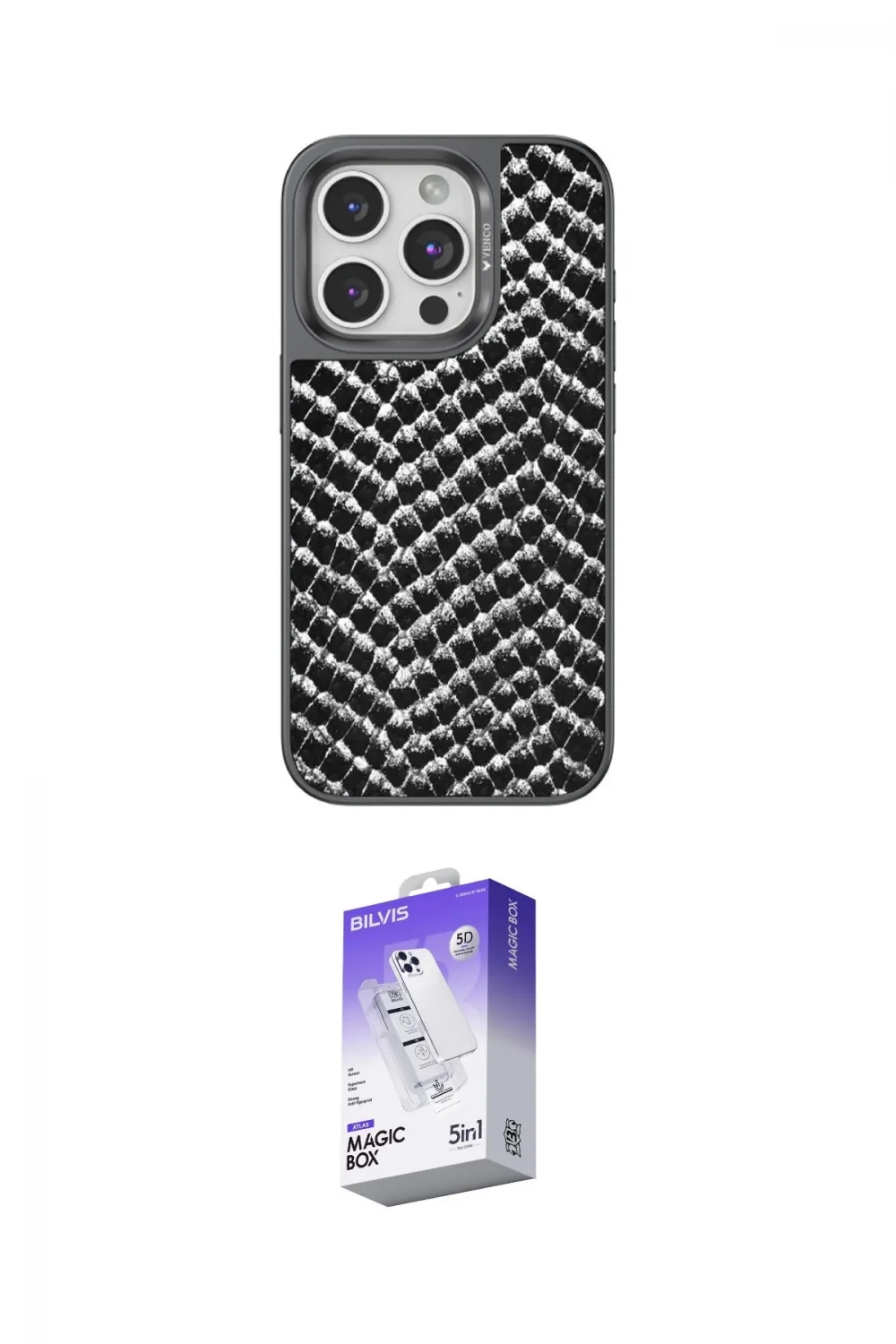 ieg™ iPhone 15 Pro Kılıf Vadi Özel Seri - Siyah Bilvis 5in1 3D Magic Cam Ekran Koruyucu
