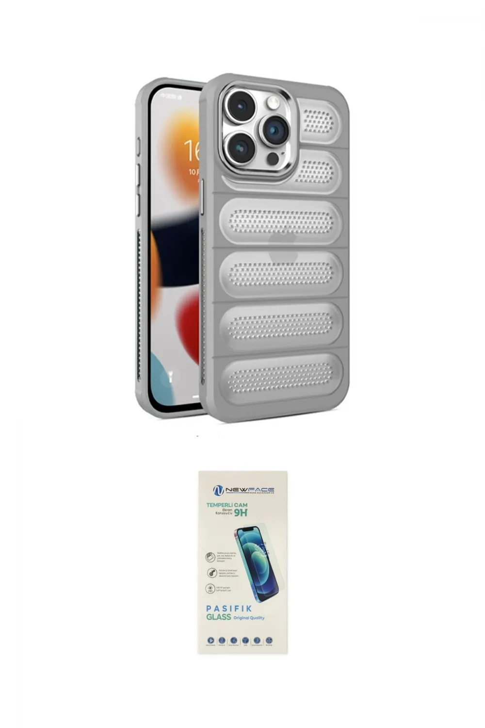 ieg™ iPhone 15 Pro Kılıf Yadigar Doku Özel Seri - Şeffaf Pasifik Cam Ekran Koruyucu