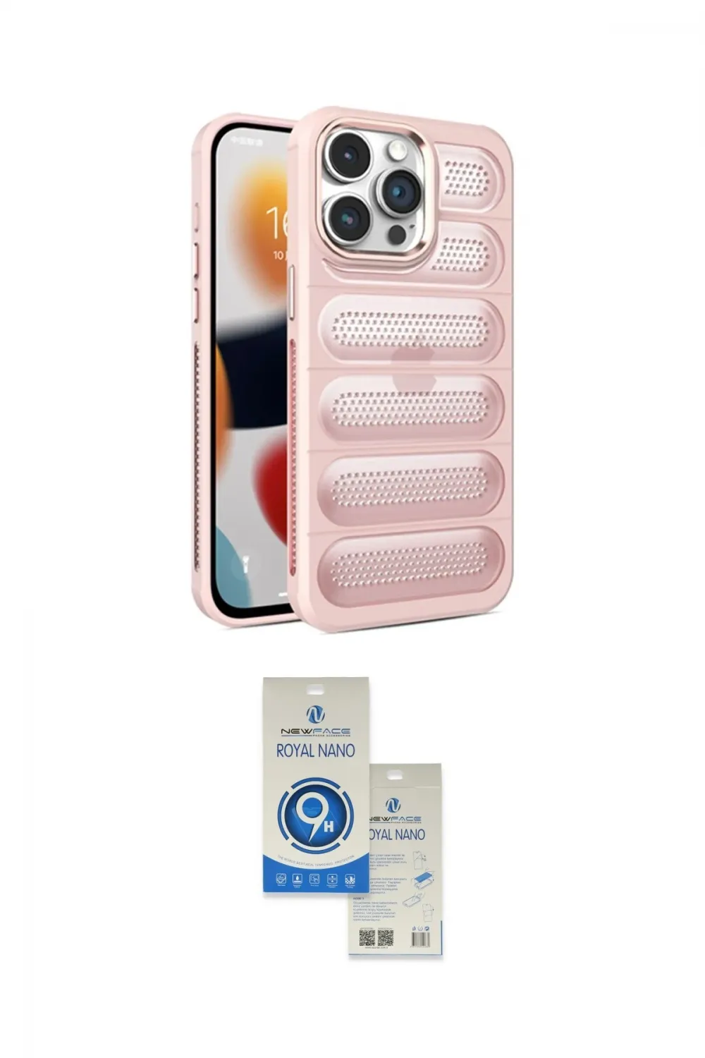 ieg™ iPhone 15 Pro Kılıf Yadigar Doku Özel Seri - Şeffaf Royal Nano Ekran Koruyucu
