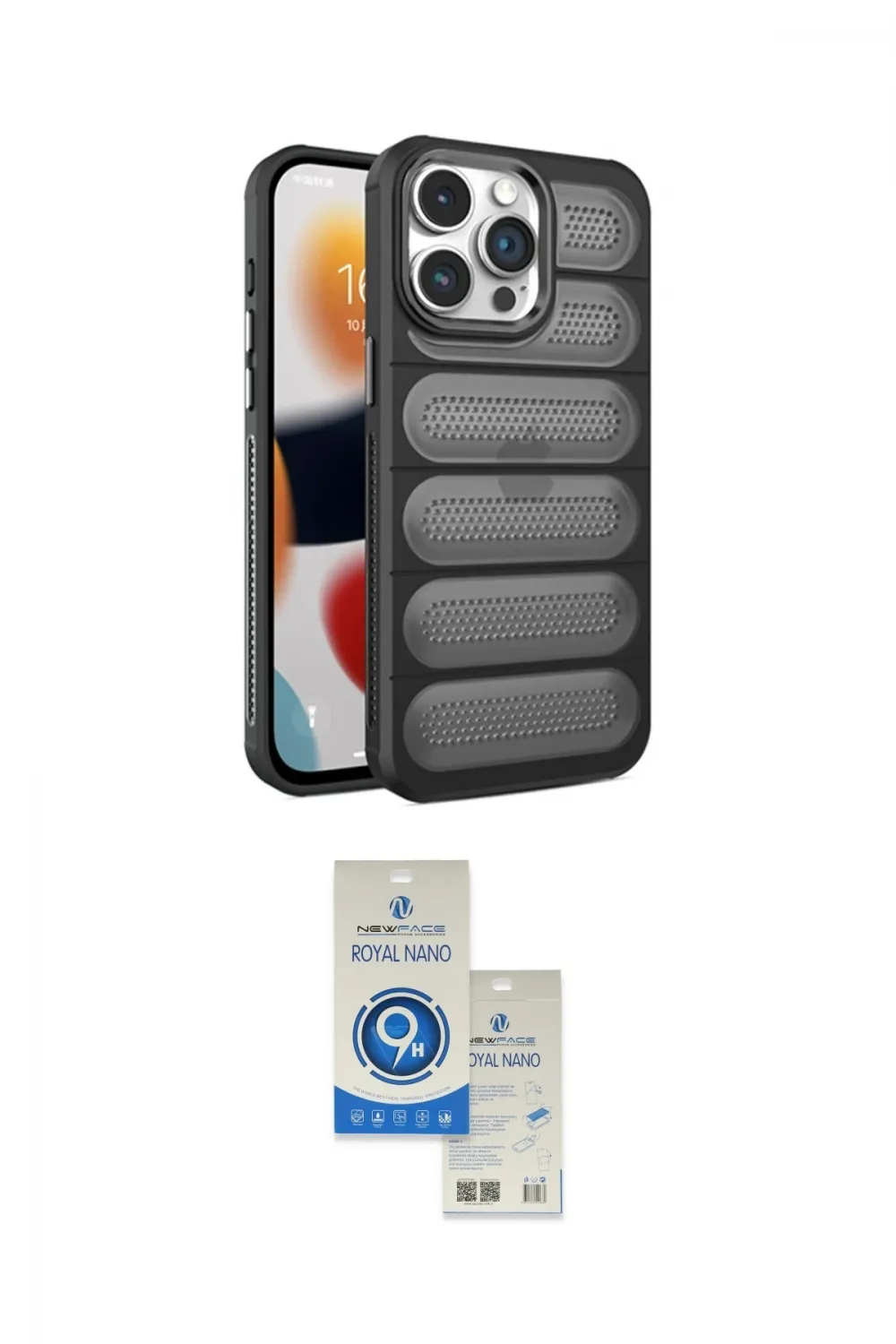 ieg™ iPhone 15 Pro Kılıf Yadigar Doku Özel Seri - Şeffaf Royal Nano Ekran Koruyucu