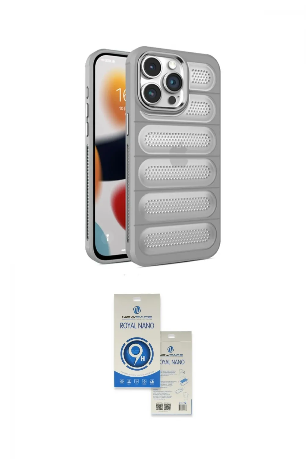 ieg™ iPhone 15 Pro Kılıf Yadigar Doku Özel Seri - Şeffaf Royal Nano Ekran Koruyucu
