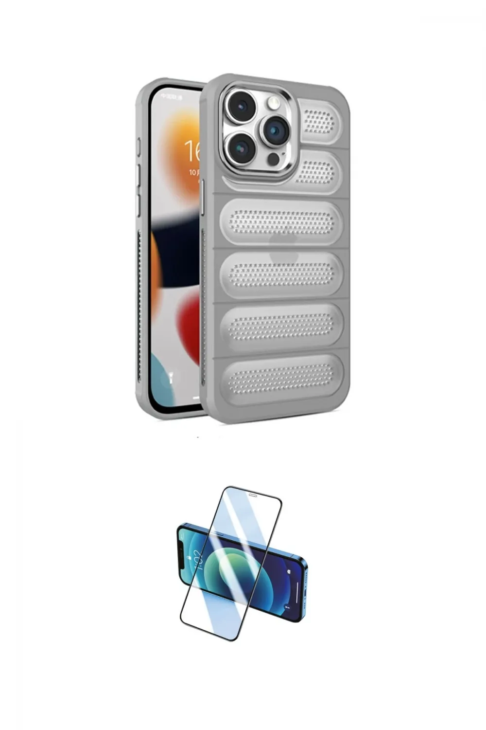 ieg™ iPhone 15 Pro Kılıf Yadigar Doku Özel Seri - Siyah 3D Antistatik Cam Ekran Koruyucu