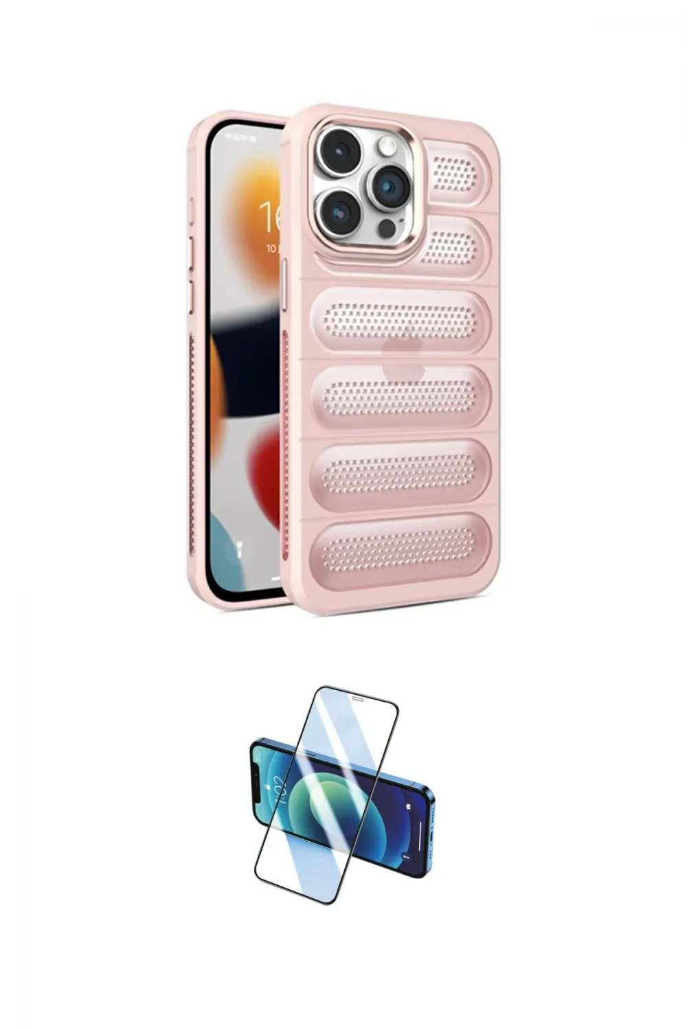 ieg™ iPhone 15 Pro Kılıf Yadigar Doku Özel Seri - Siyah 3D Antistatik Seramik Nano Ekran Koruyucu
