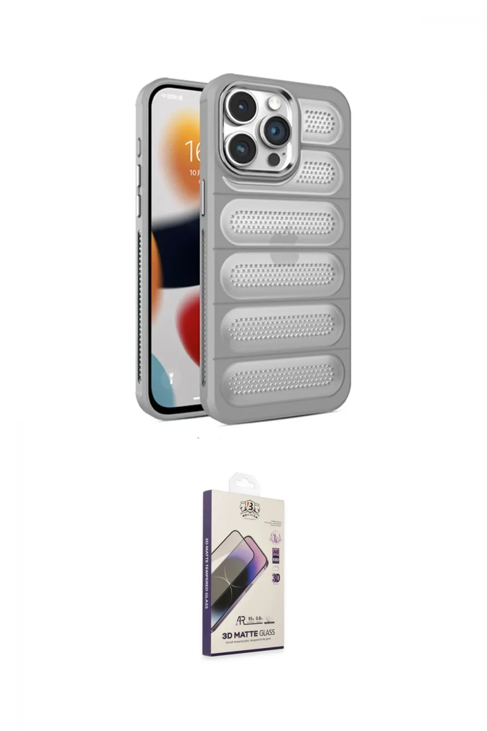 ieg™ iPhone 15 Pro Kılıf Yadigar Doku Özel Seri - Siyah Bilvis 3D Mat Cam Ekran Koruyucu