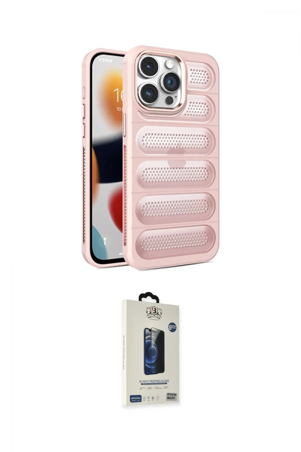 ieg™ iPhone 15 Pro Kılıf Yadigar Doku Özel Seri - Siyah Bilvis Hayalet Cam Ekran Koruyucu
