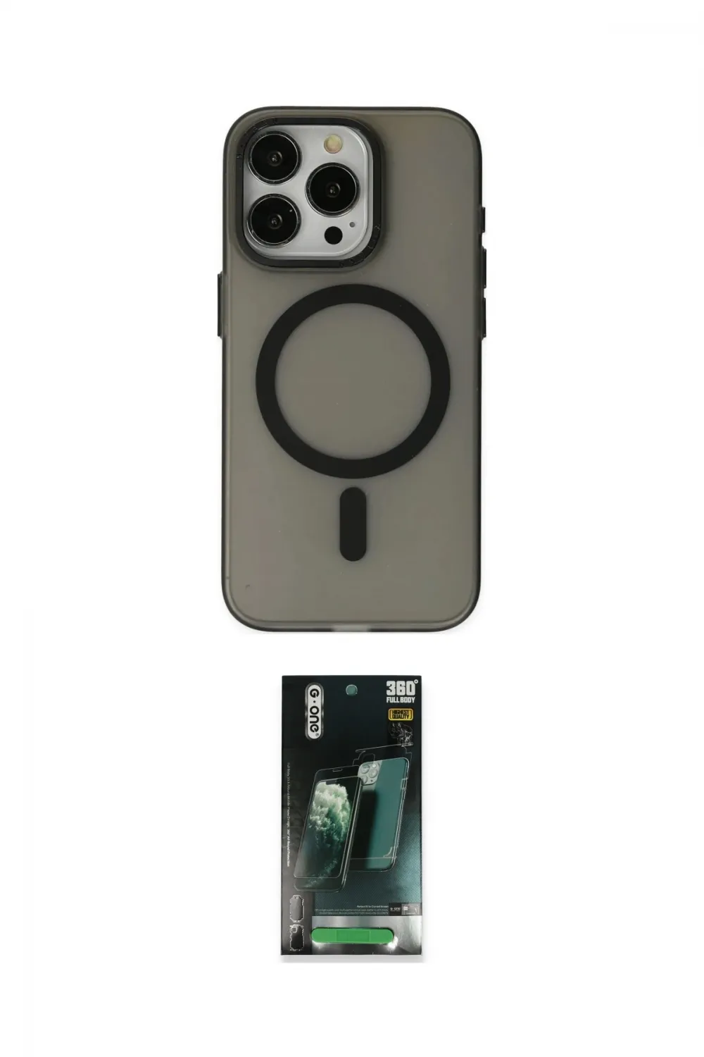 ieg™ iPhone 15 Pro Kılıf Yadigar Işık - Siyah 360 Mat Full Body Arka Koruyucu