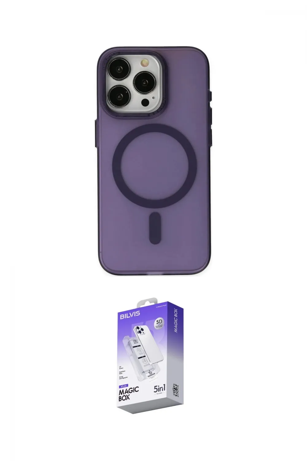 ieg™ iPhone 15 Pro Kılıf Yadigar Işık - Siyah Bilvis 5in1 3D Magic Cam Ekran Koruyucu