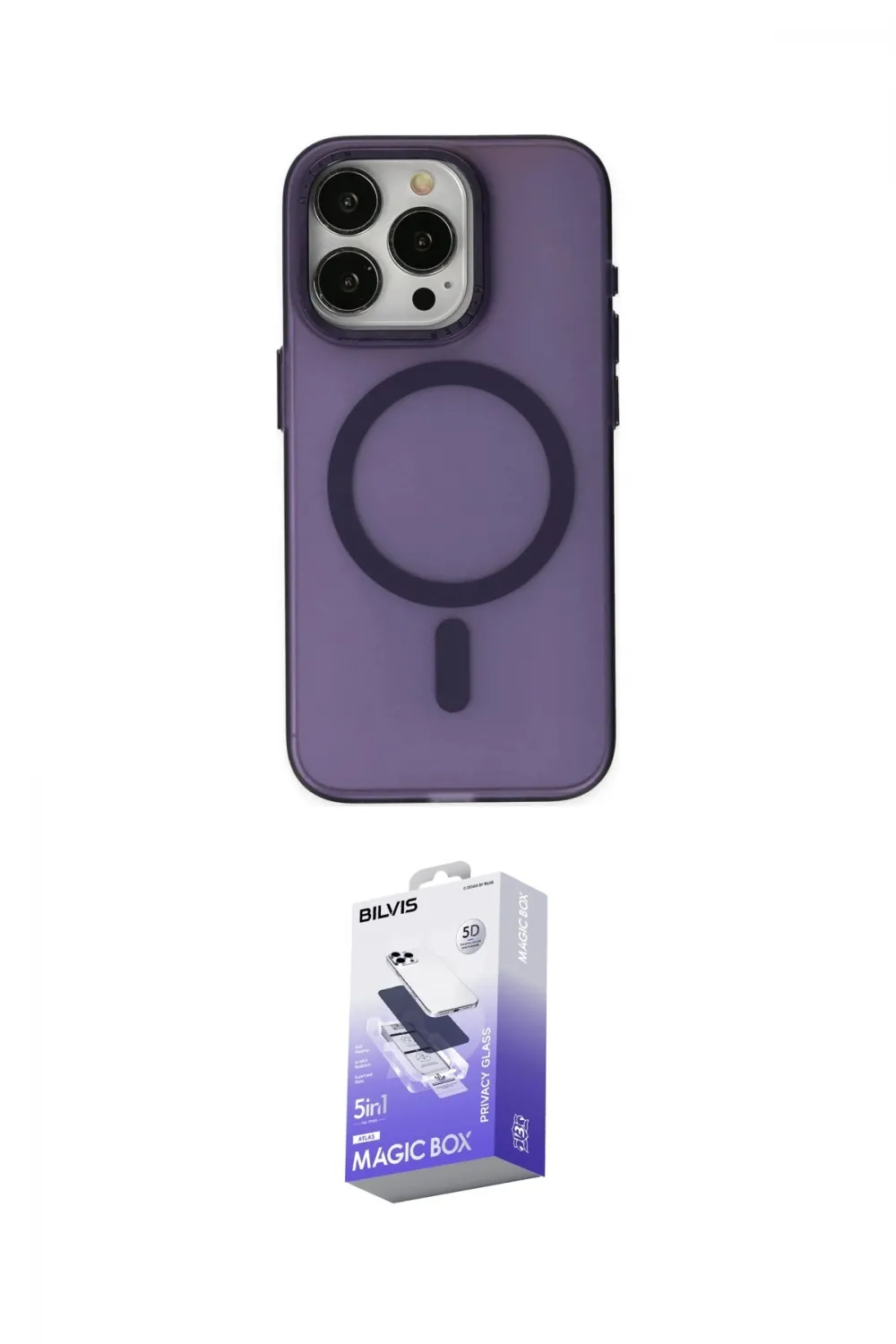 ieg™ iPhone 15 Pro Kılıf Yadigar Işık - Siyah Bilvis 5in1 5D Magic Hayalet Cam Ekran Koruyucu