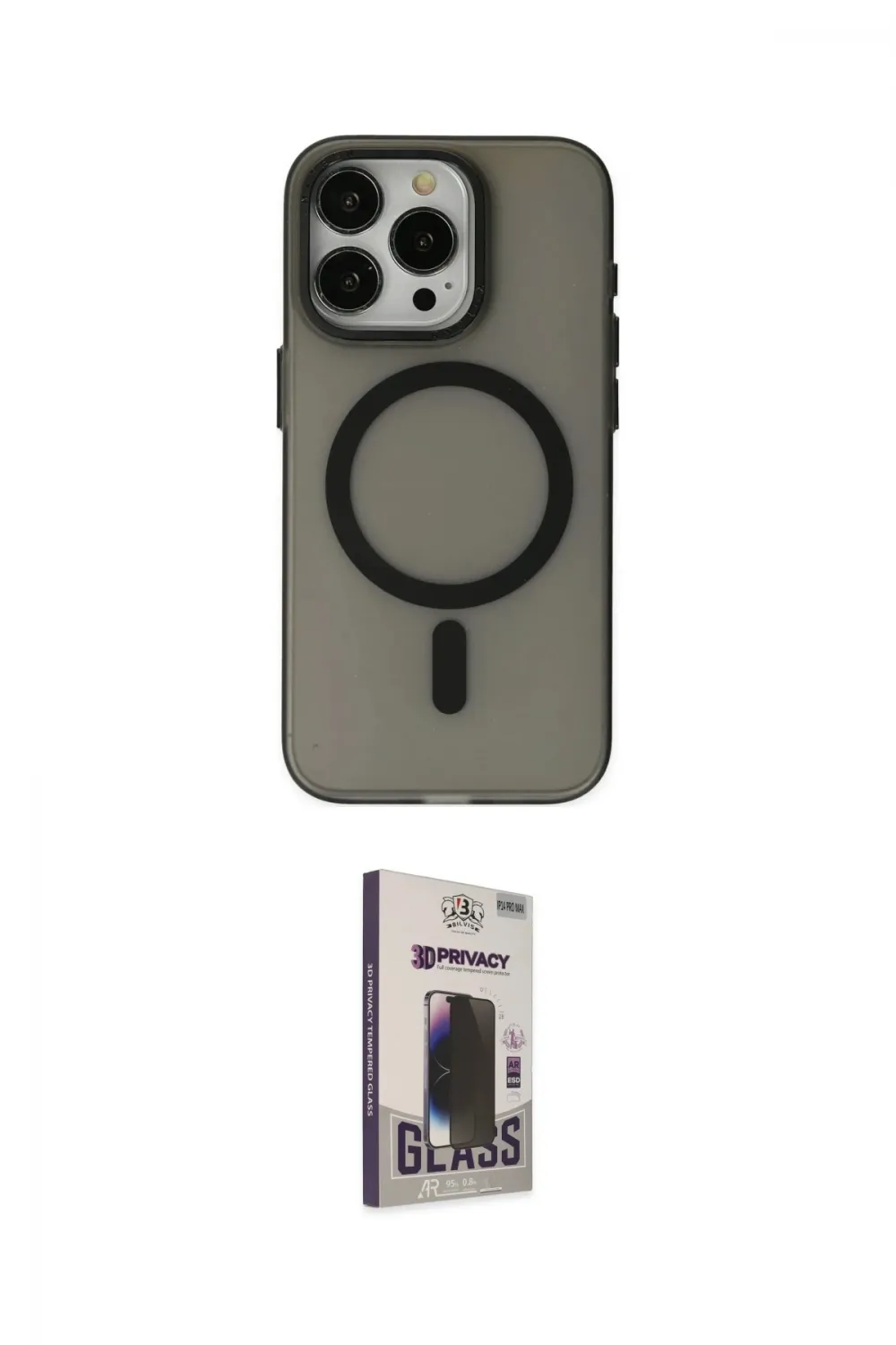 ieg™ iPhone 15 Pro Kılıf Yadigar Işık - Siyah Bilvis Hayalet Cam Ekran Koruyucu