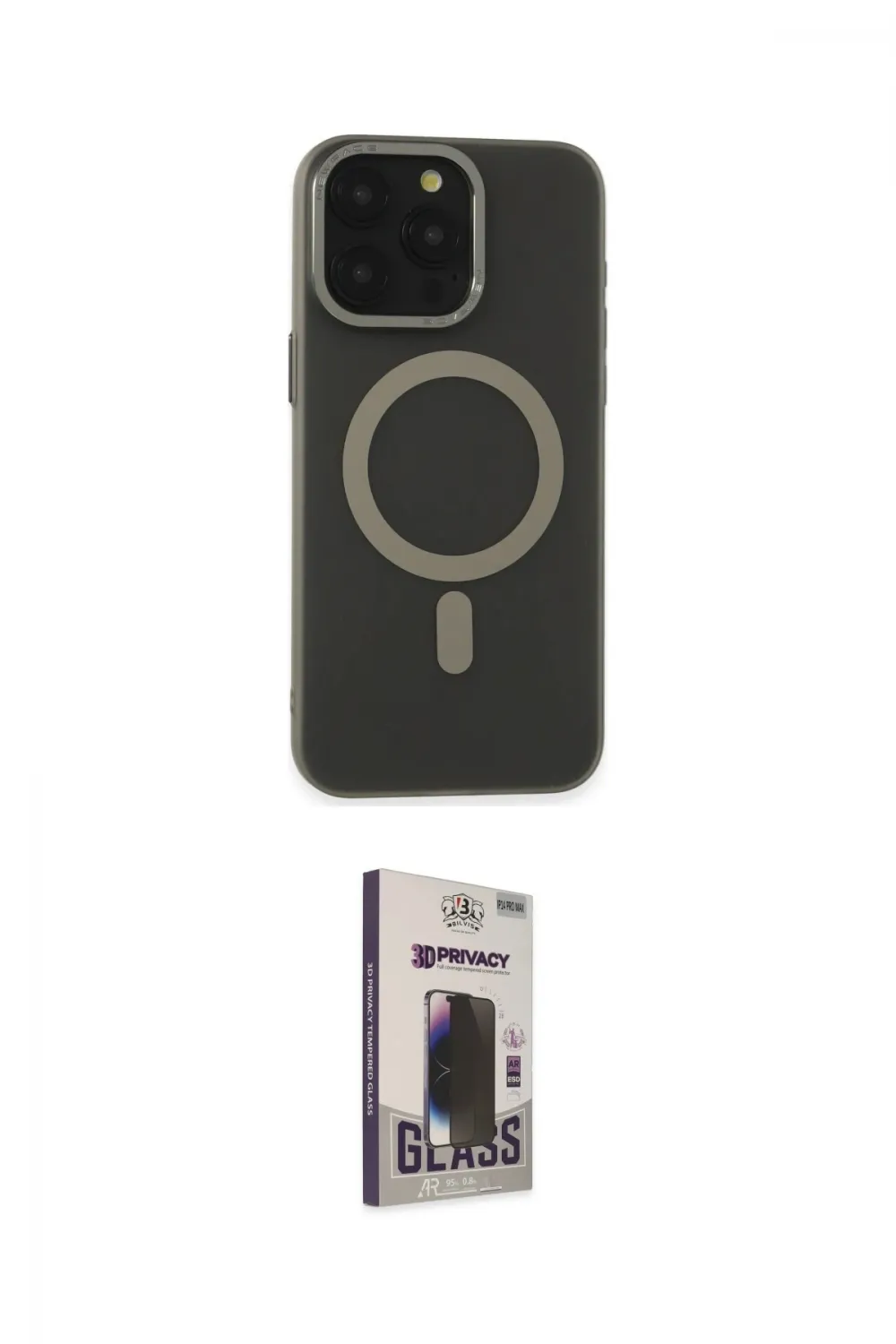 ieg™ iPhone 15 Pro Kılıf Yadigar Işık - Siyah Bilvis Hayalet Cam Ekran Koruyucu