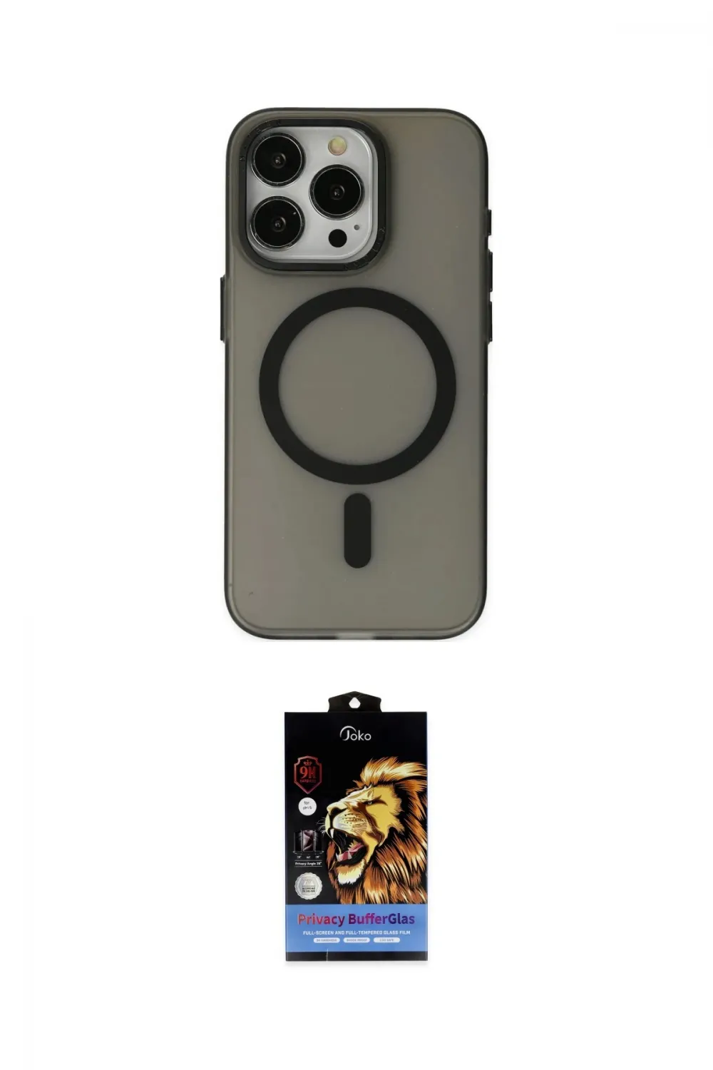 ieg™ iPhone 15 Pro Kılıf Yadigar Işık - Siyah Buffer Hayalet Cam Ekran Koruyucu