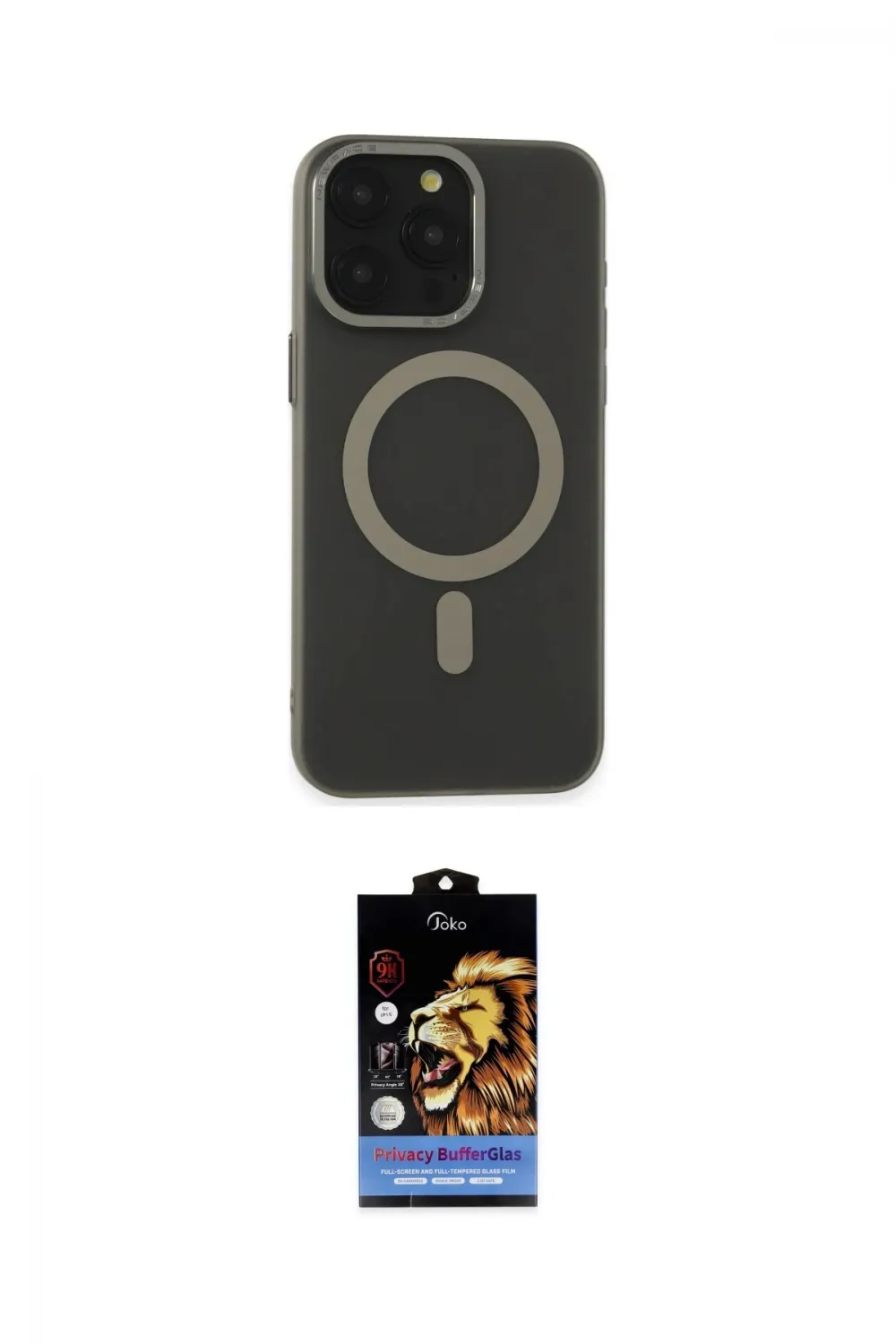 ieg™ iPhone 15 Pro Kılıf Yadigar Işık - Siyah Buffer Hayalet Cam Ekran Koruyucu