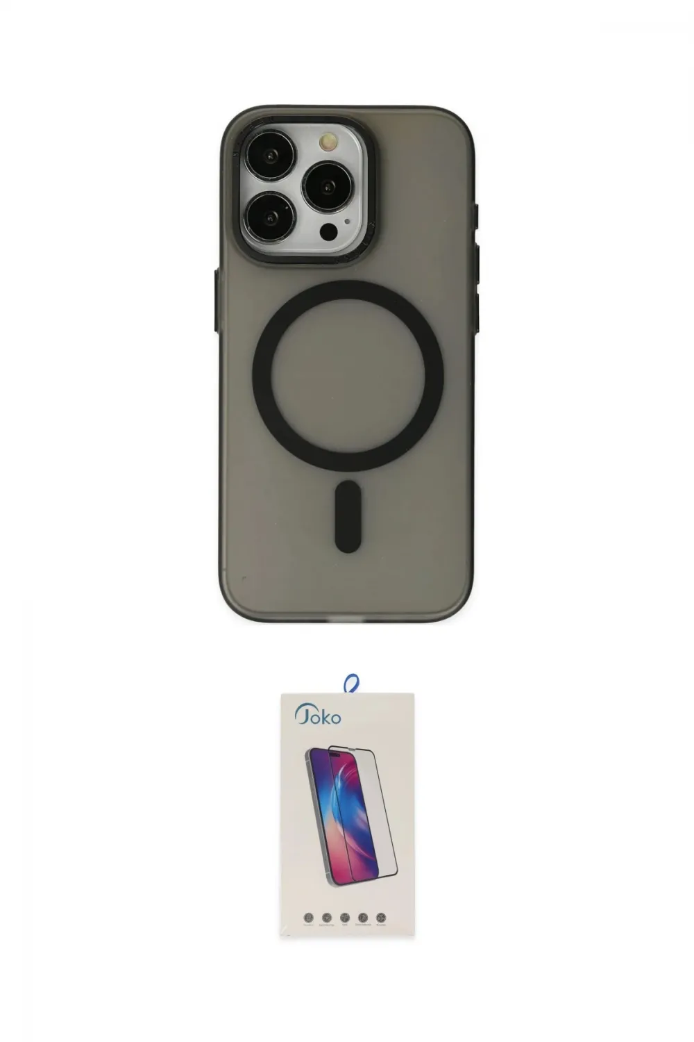 ieg™ iPhone 15 Pro Kılıf Yadigar Işık - Siyah Joko 5D Cam