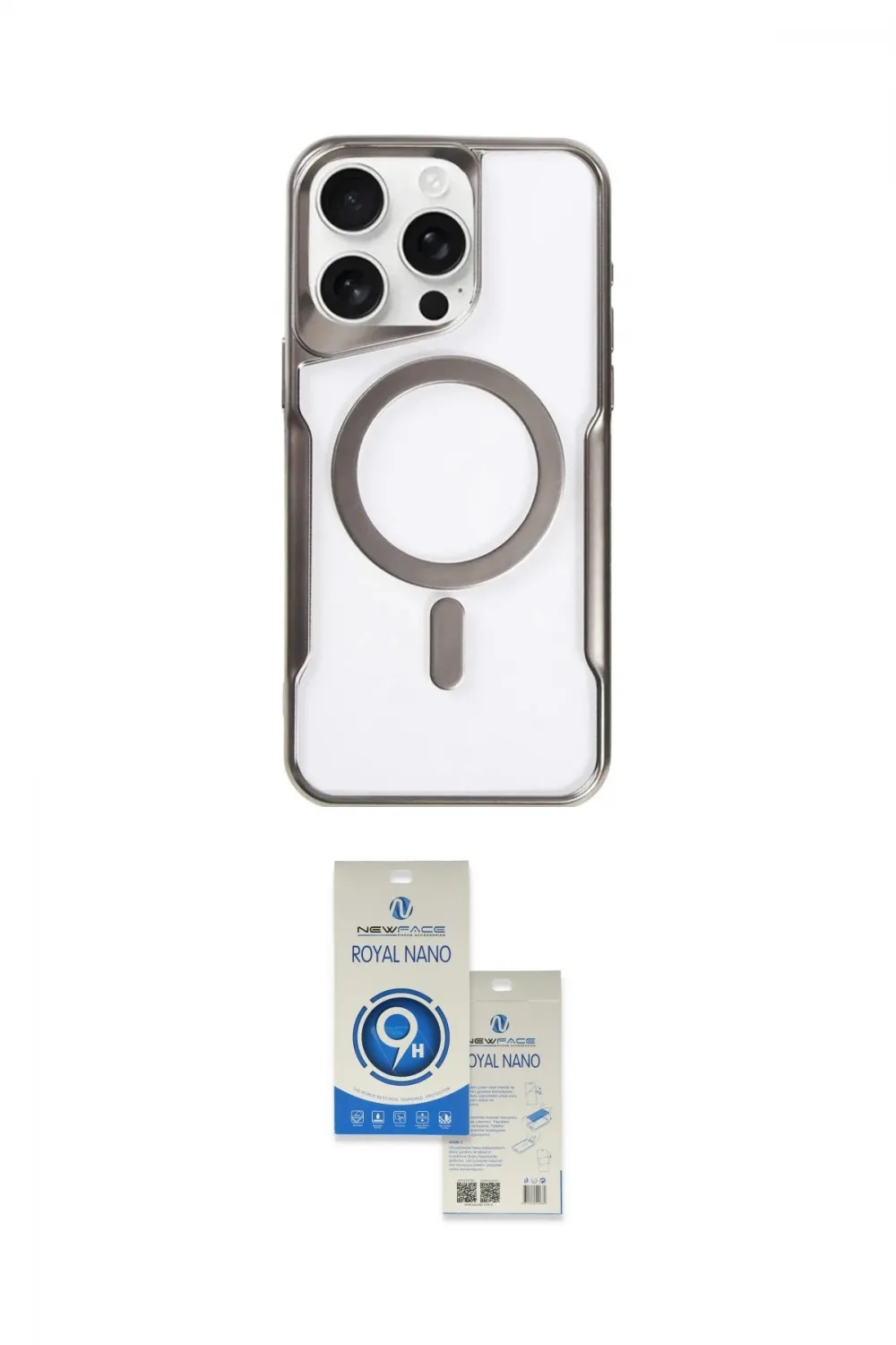 ieg™ iPhone 15 Pro Kılıf Yadigar Klasik Özel Seri - Şeffaf Royal Nano Ekran Koruyucu