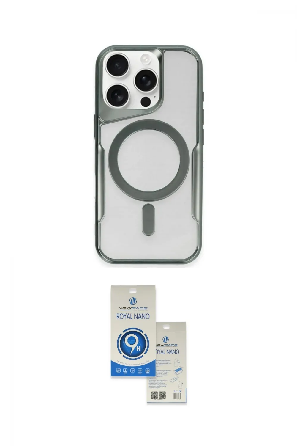 ieg™ iPhone 15 Pro Kılıf Yadigar Klasik Özel Seri - Şeffaf Royal Nano Ekran Koruyucu