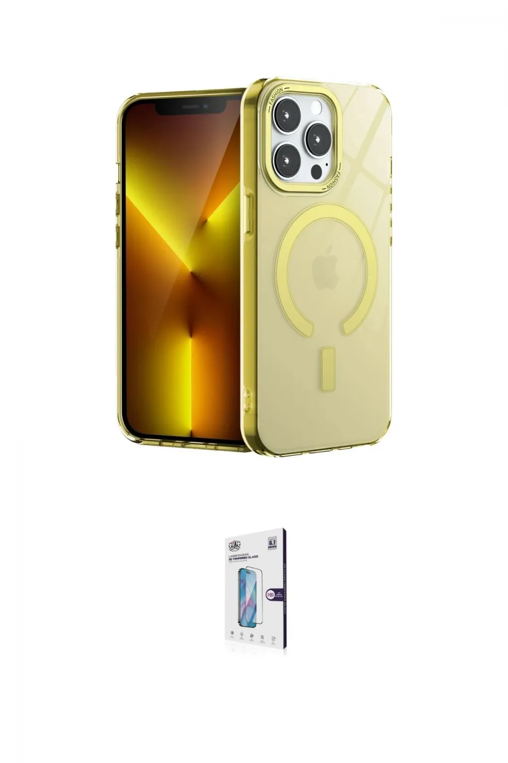 ieg™ iPhone 15 Pro Kılıf Yankı Çizgi - Siyah Bilvis 0.18mm Plus Cam Ekran Koruyucu