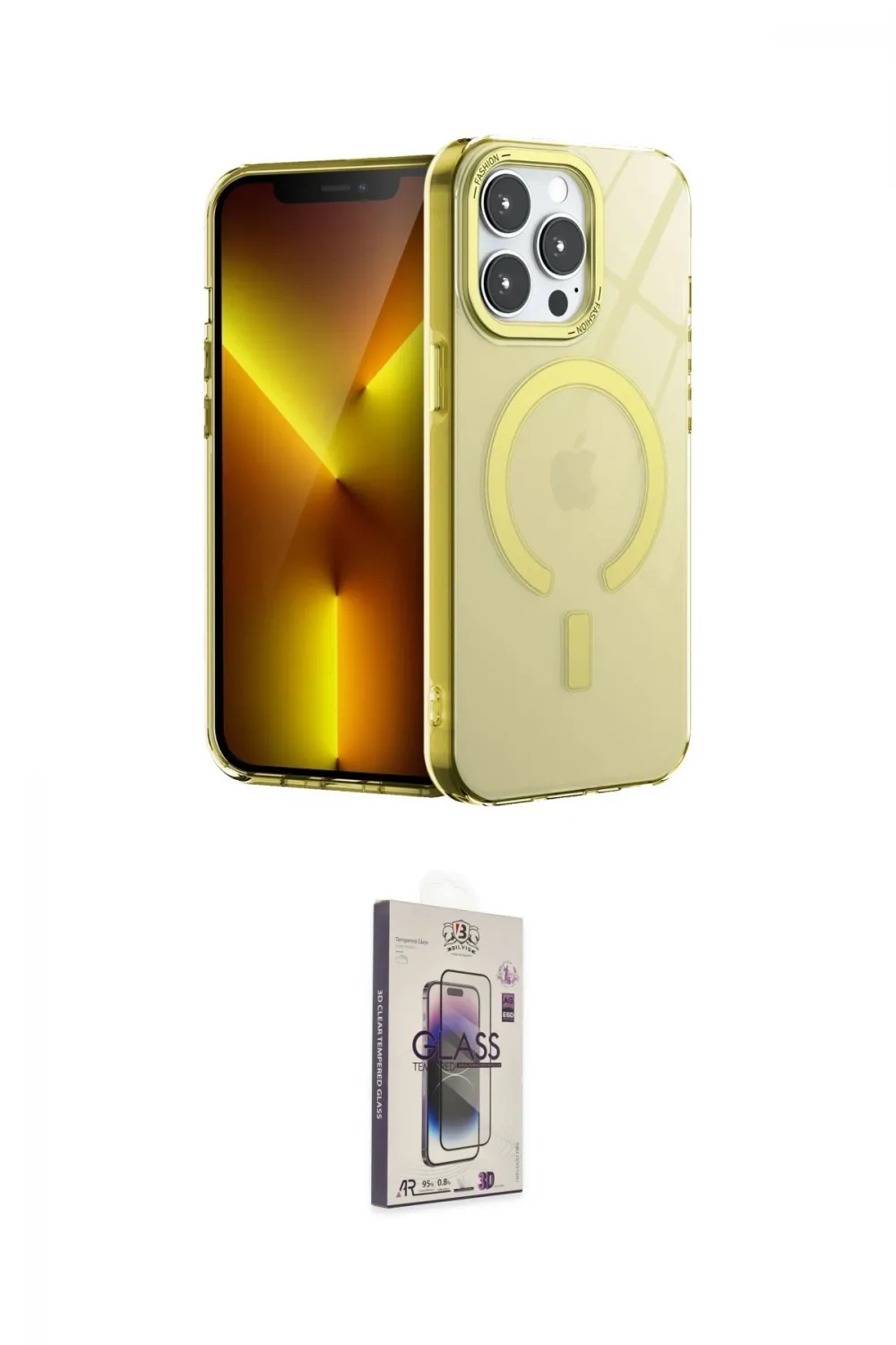 ieg™ iPhone 15 Pro Kılıf Yankı Çizgi - Siyah Bilvis 3D Cam Ekran Koruyucu
