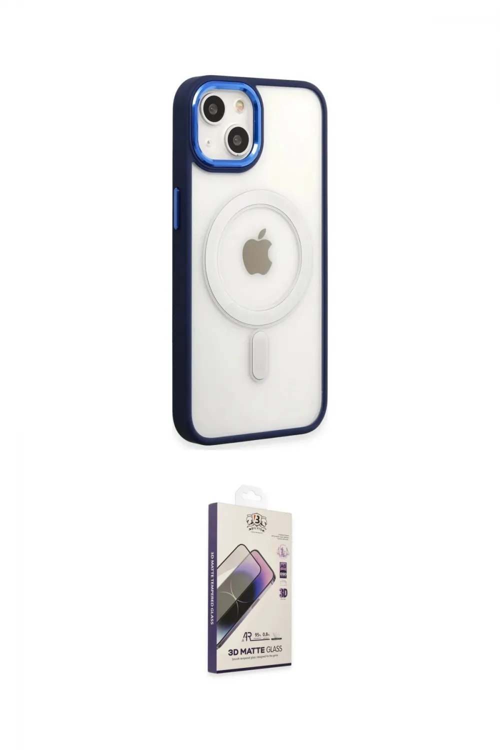 ieg™ iPhone 15 Pro Kılıf Yankı Işık Özel Seri - Siyah Bilvis 3D Mat Cam Ekran Koruyucu
