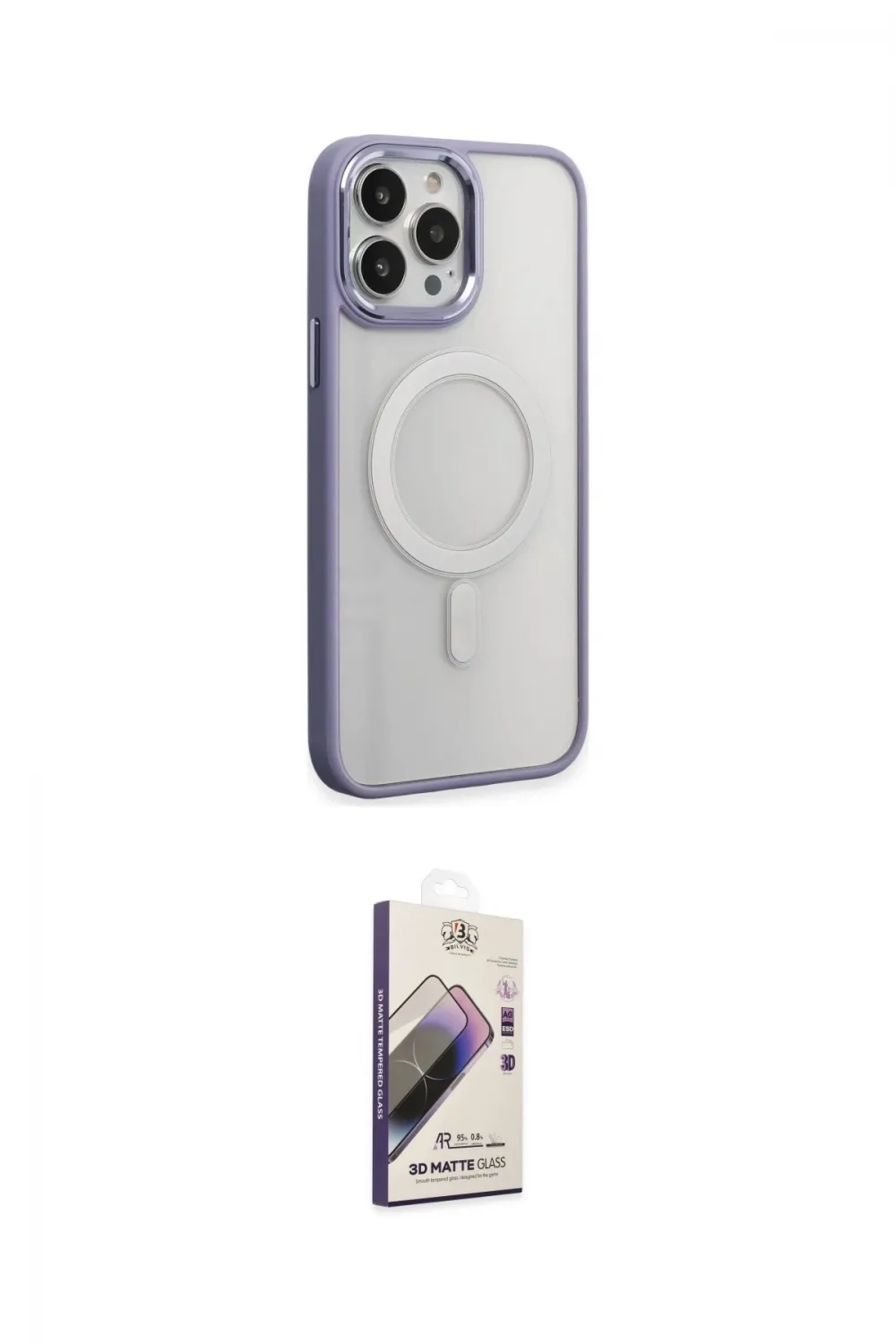 ieg™ iPhone 15 Pro Kılıf Yankı Işık Özel Seri - Siyah Bilvis 3D Mat Cam Ekran Koruyucu