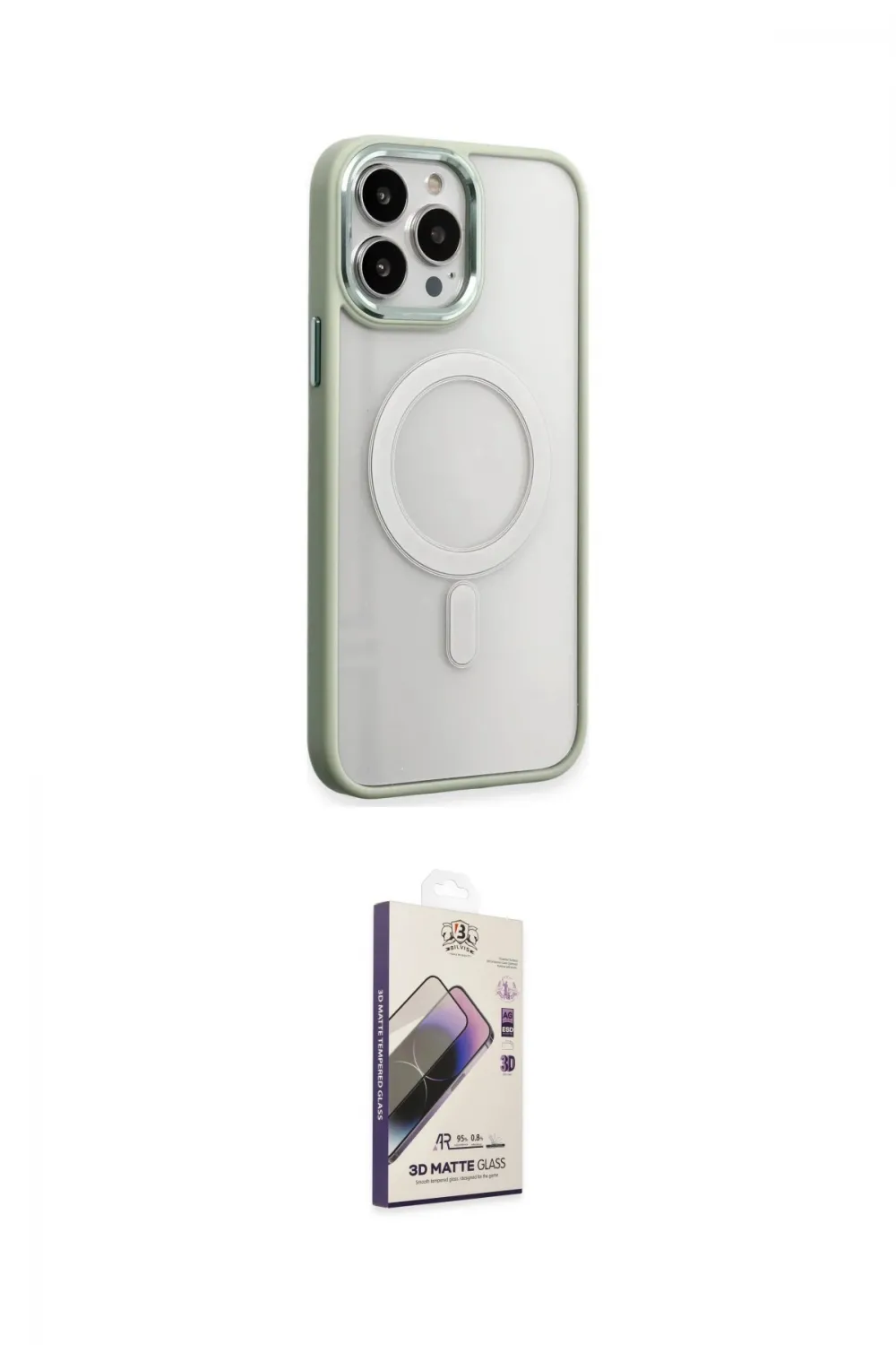 ieg™ iPhone 15 Pro Kılıf Yankı Işık Özel Seri - Siyah Bilvis 3D Mat Cam Ekran Koruyucu