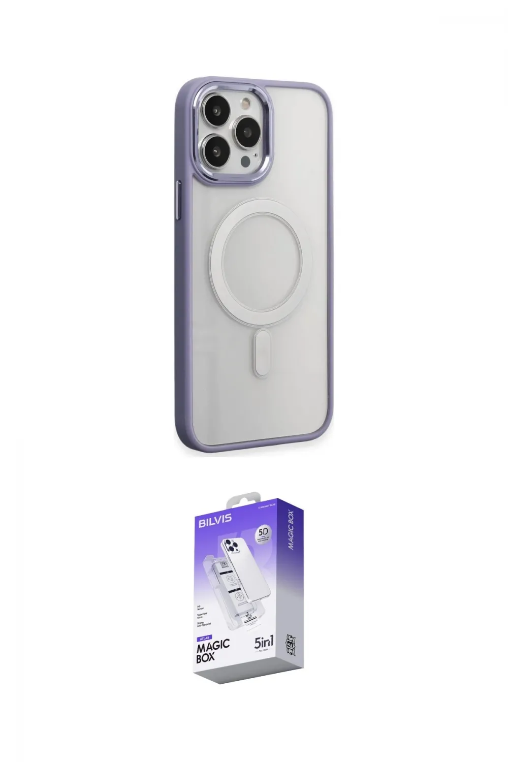 ieg™ iPhone 15 Pro Kılıf Yankı Işık Özel Seri - Siyah Bilvis 5in1 3D Magic Cam Ekran Koruyucu