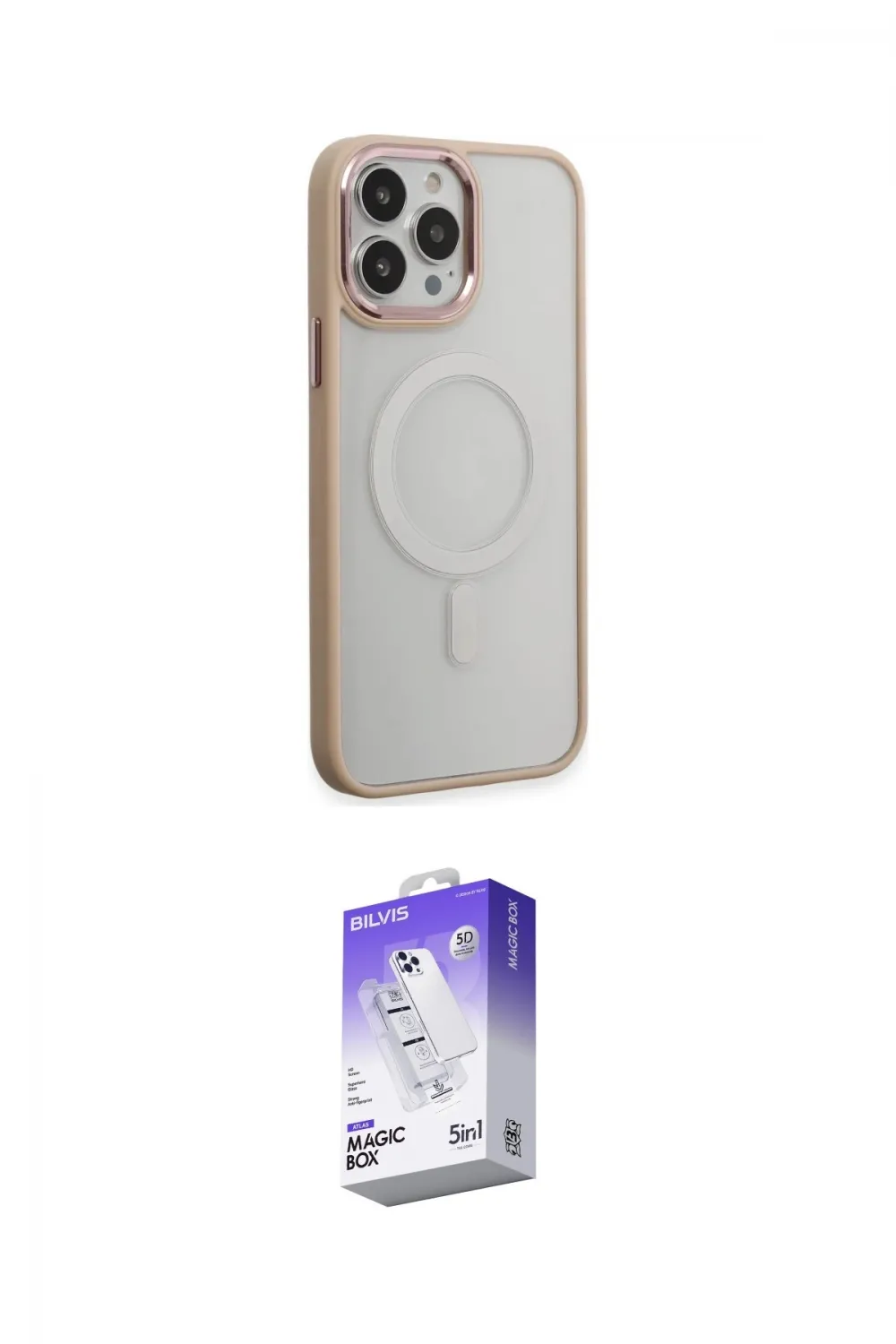 ieg™ iPhone 15 Pro Kılıf Yankı Işık Özel Seri - Siyah Bilvis 5in1 3D Magic Cam Ekran Koruyucu