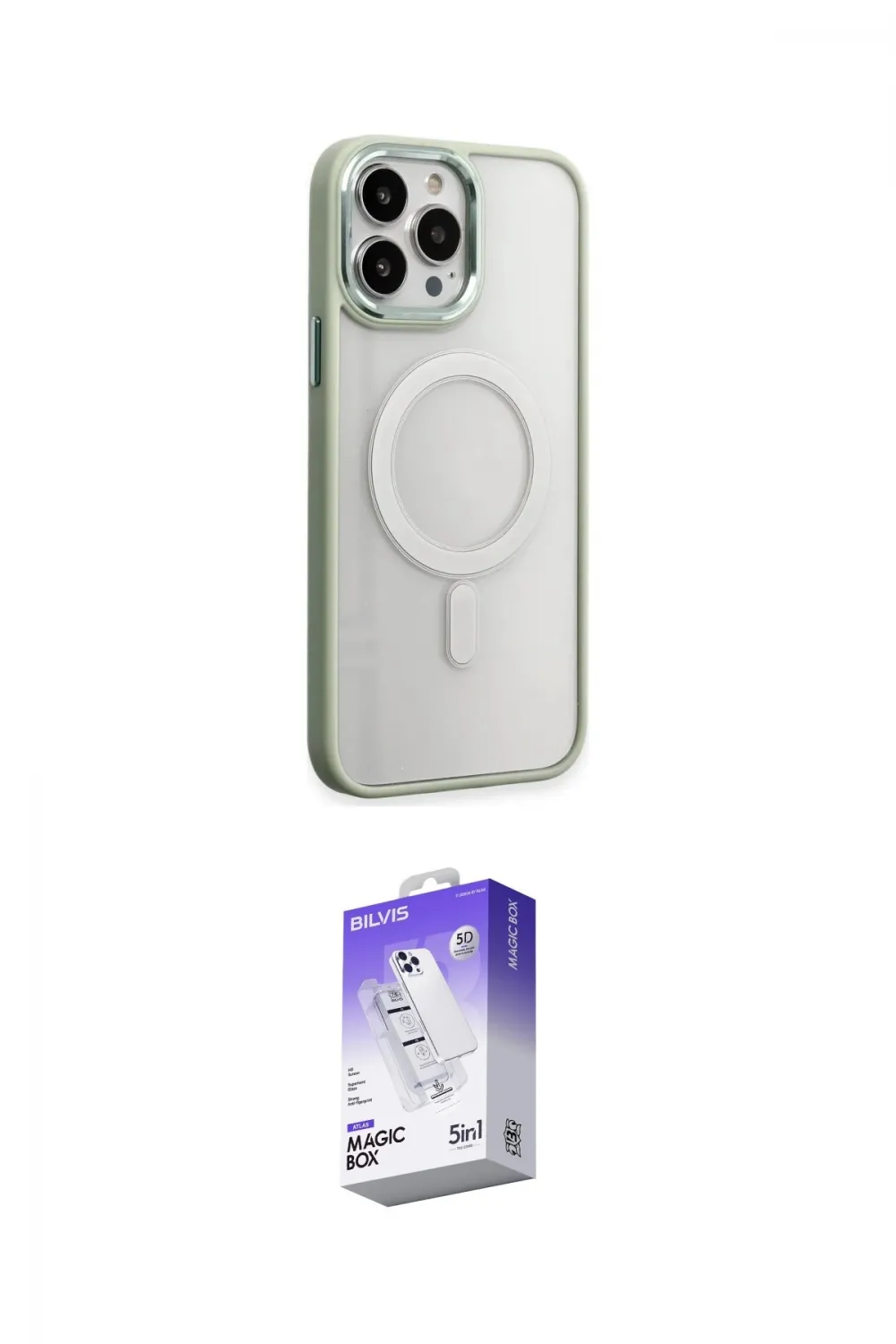 ieg™ iPhone 15 Pro Kılıf Yankı Işık Özel Seri - Siyah Bilvis 5in1 3D Magic Cam Ekran Koruyucu