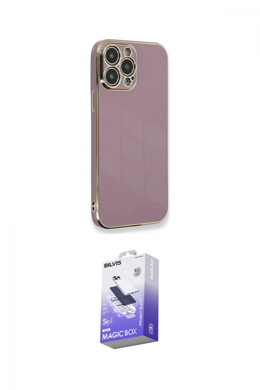ieg™ iPhone 15 Pro Kılıf Yankı Serisi - Siyah Bilvis 5in1 5D Magic Hayalet Cam Ekran Koruyucu
