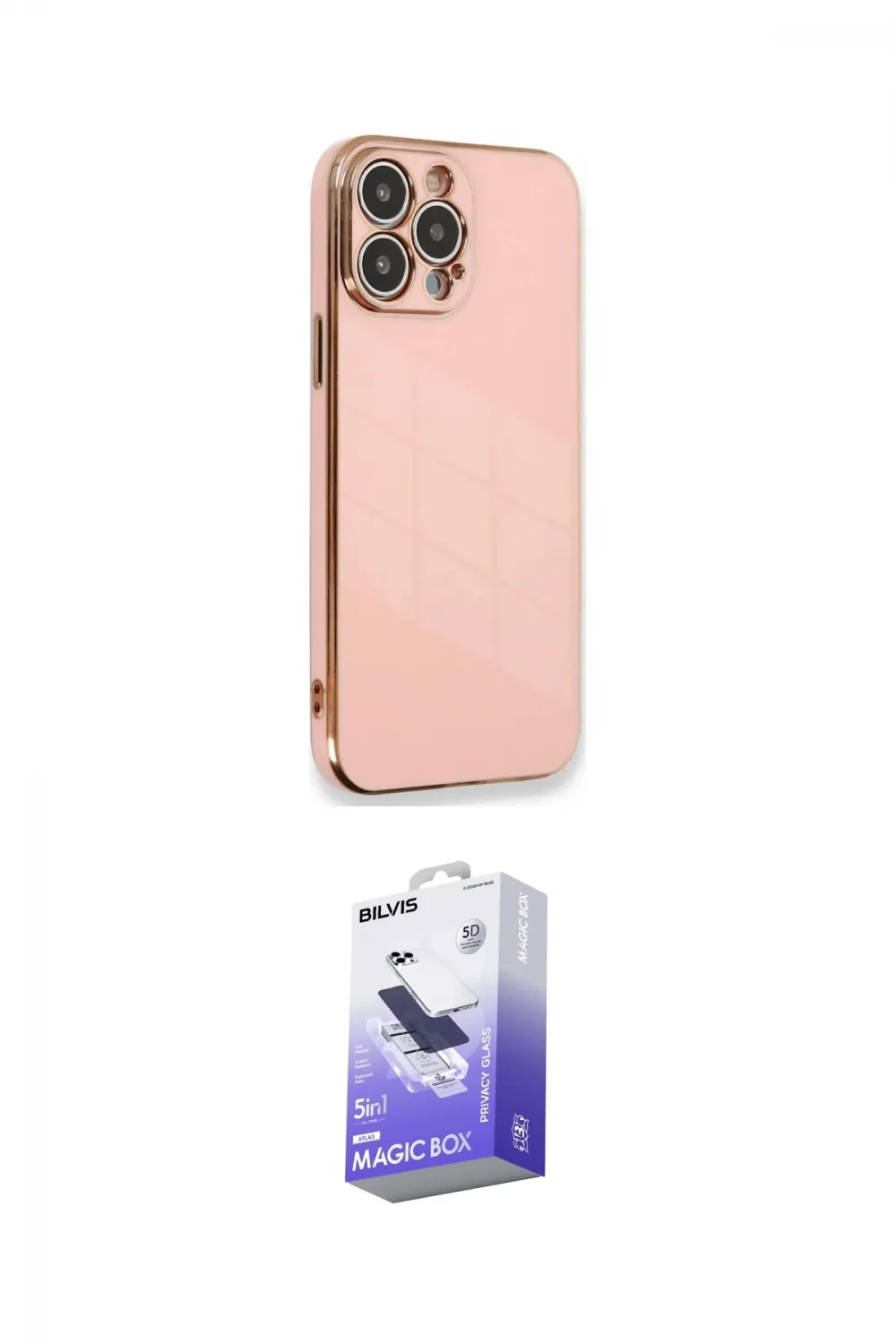 ieg™ iPhone 15 Pro Kılıf Yankı Serisi - Siyah Bilvis 5in1 5D Magic Hayalet Cam Ekran Koruyucu