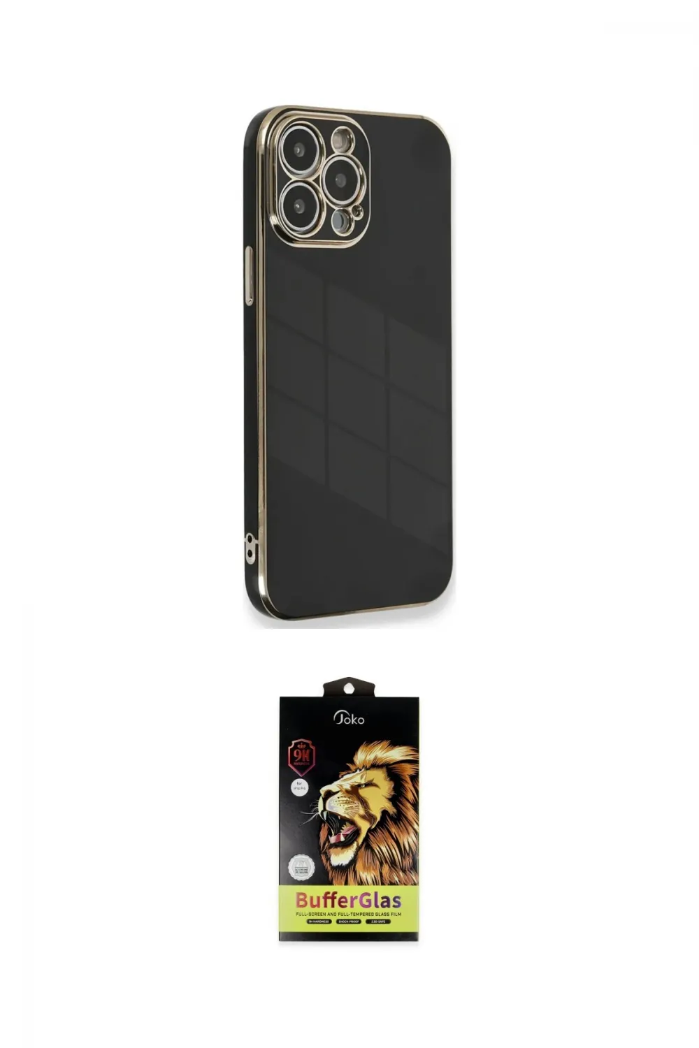 ieg™ iPhone 15 Pro Kılıf Yankı Serisi - Siyah Buffer Cam Ekran Koruyucu