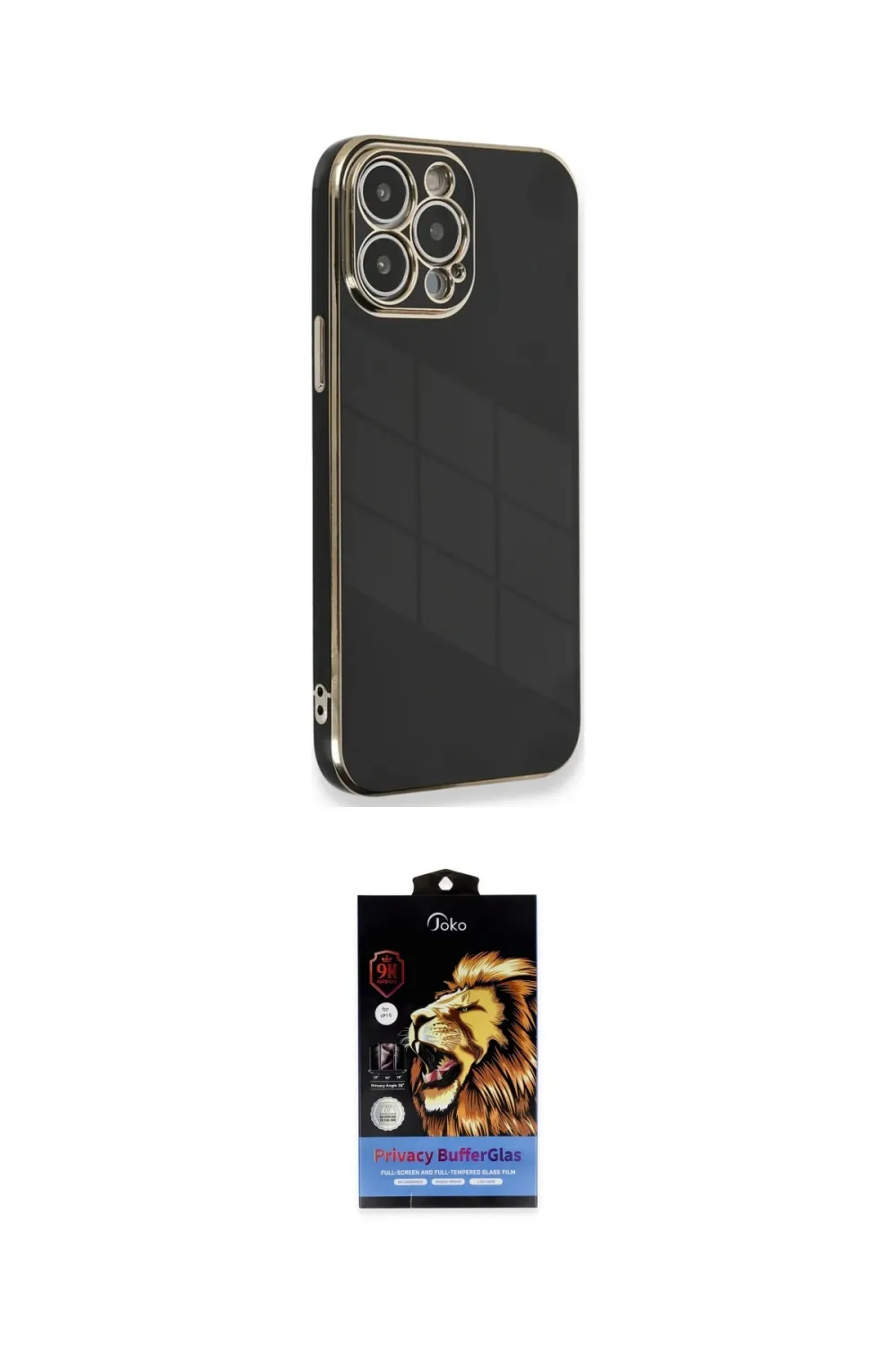 ieg™ iPhone 15 Pro Kılıf Yankı Serisi - Siyah Buffer Hayalet Cam Ekran Koruyucu