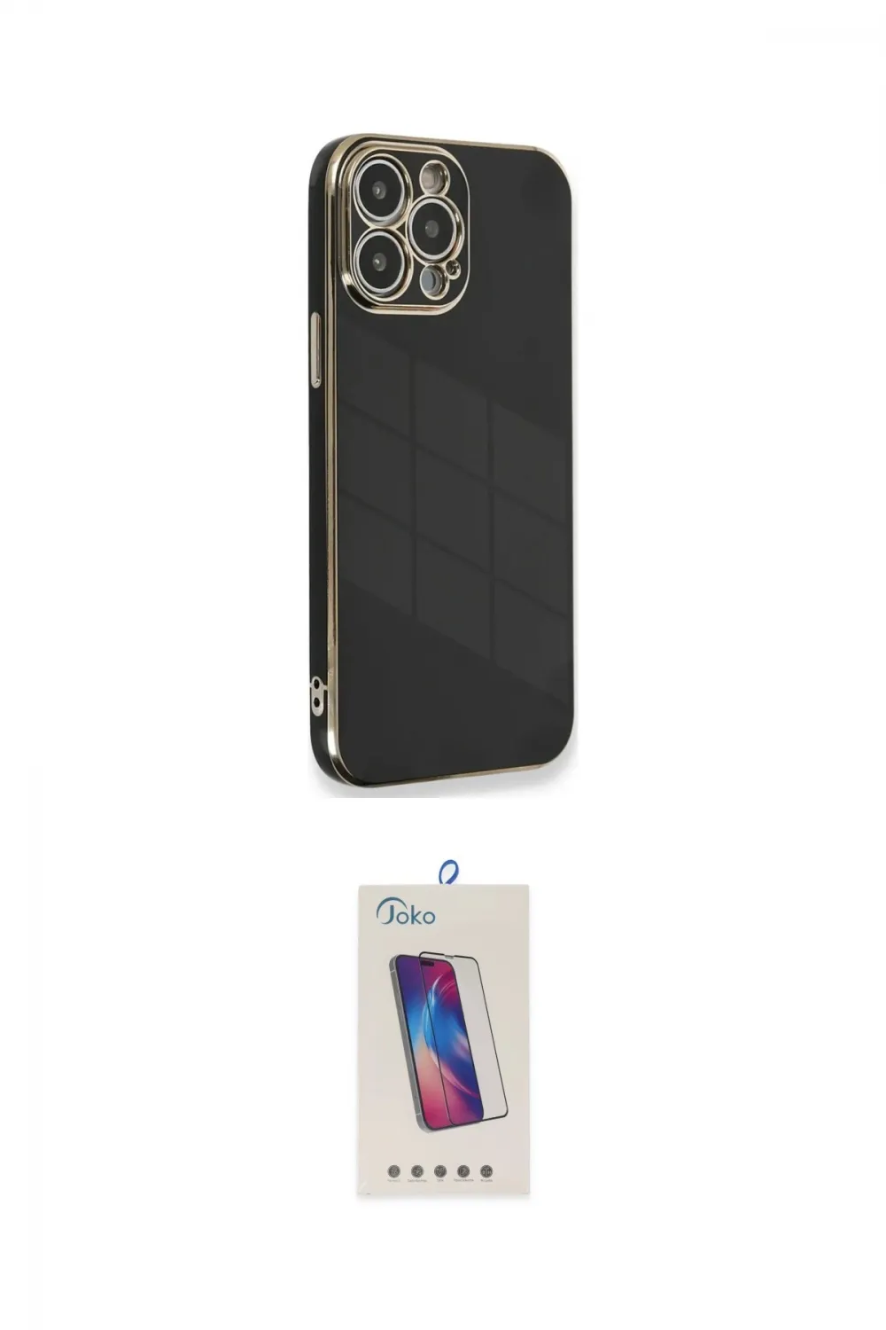 ieg™ iPhone 15 Pro Kılıf Yankı Serisi - Siyah Joko 5D Cam
