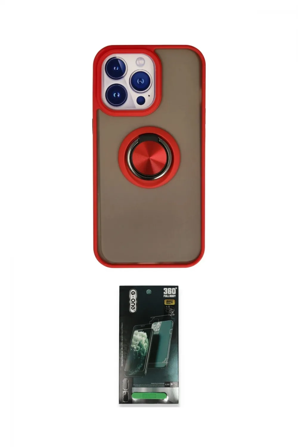 ieg™ iPhone 15 Pro Kılıf Yörünge Çizgi - Şeffaf 360 Full Body Arka Koruyucu