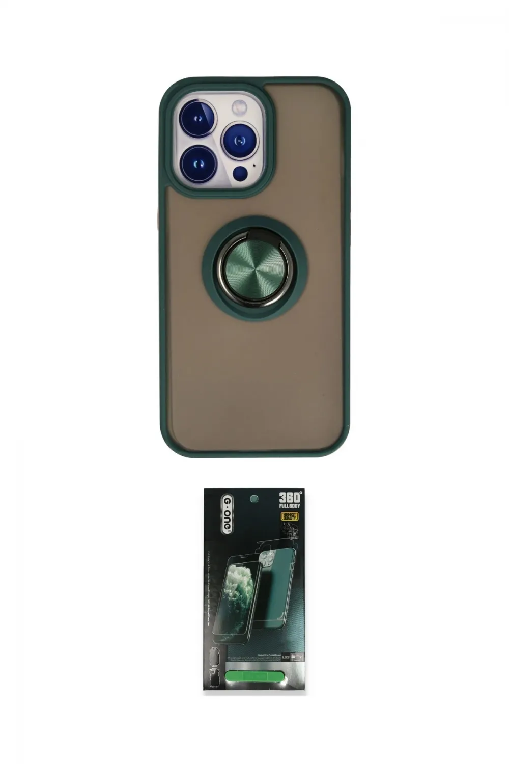 ieg™ iPhone 15 Pro Kılıf Yörünge Çizgi - Şeffaf 360 Full Body Arka Koruyucu