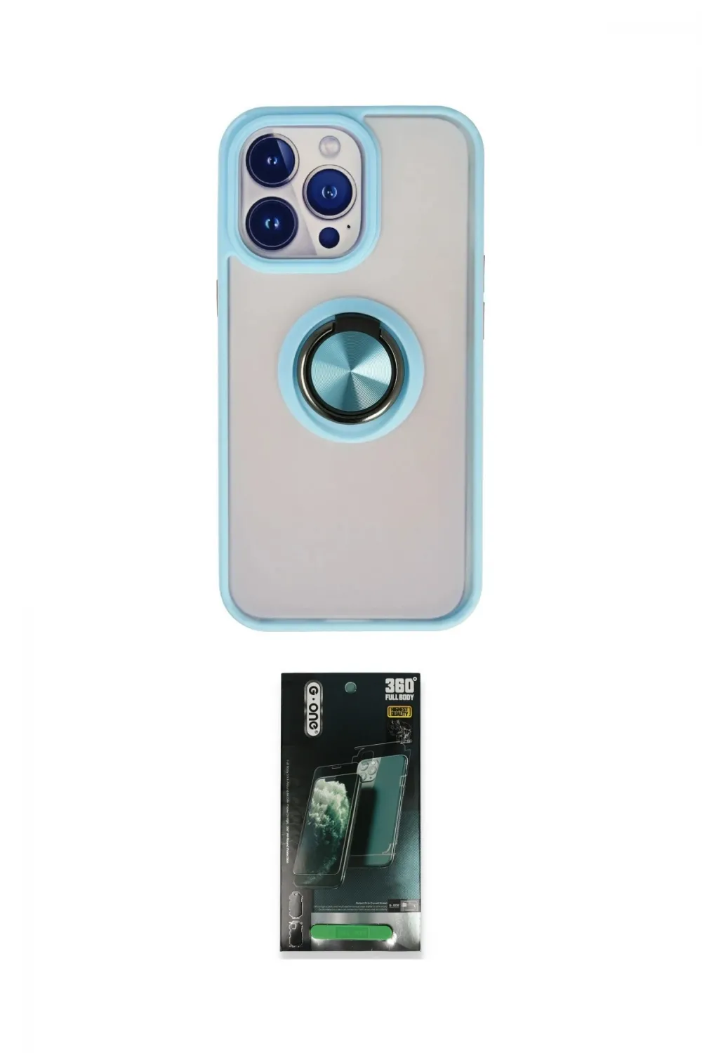 ieg™ iPhone 15 Pro Kılıf Yörünge Çizgi - Siyah 360 Mat Full Body Arka Koruyucu