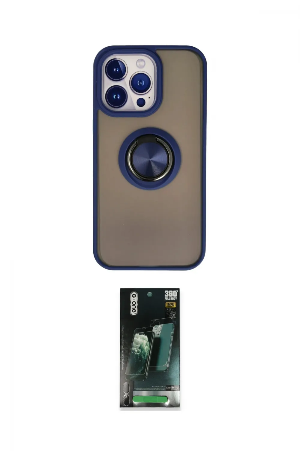 ieg™ iPhone 15 Pro Kılıf Yörünge Çizgi - Siyah 360 Mat Full Body Arka Koruyucu