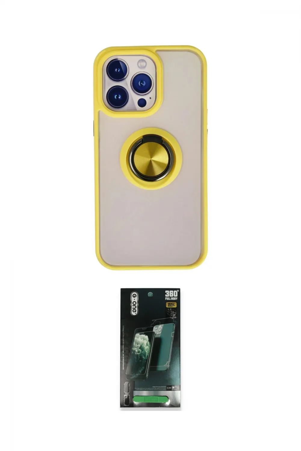 ieg™ iPhone 15 Pro Kılıf Yörünge Çizgi - Siyah 360 Mat Full Body Arka Koruyucu
